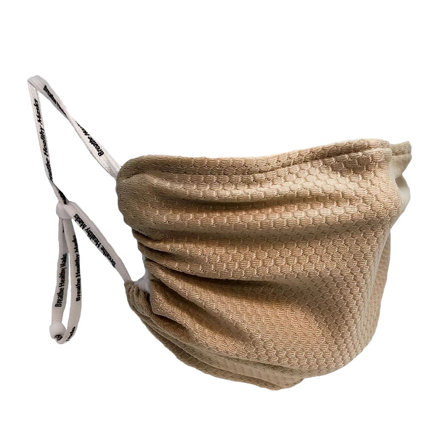 Breathe Healthy Adult Size Honeycomb Face Mask - Beige | Comfortable & Breathable for Daily Use, Travel, Work, and Outdoor Activities