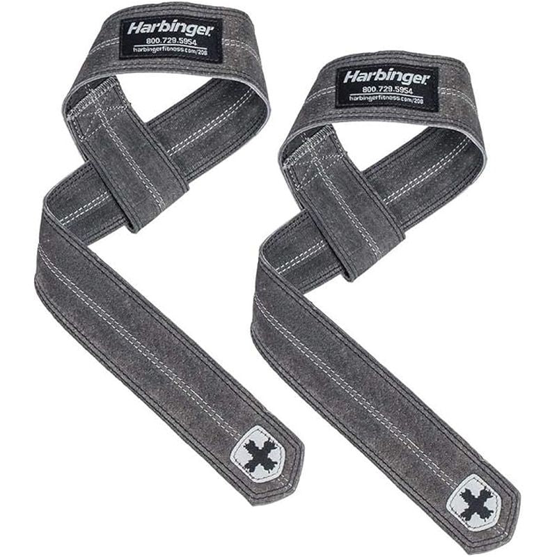 Harbinger Leather Lifting Straps for Weightlifting & Powerlifting - Premium Gym Accessories for Deadlifts, Pull-Ups & Strength Training