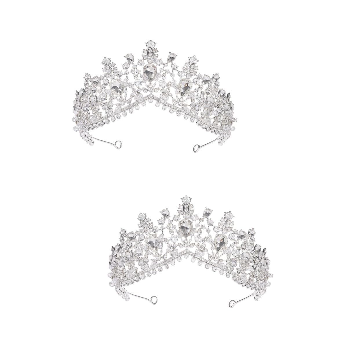 POPETPOP 2-Piece Rhinestone Tiara Set - Baroque Queen Wedding Headpiece for Brides, Pageants & Special Occasions | Crystal Bridal Crown for Weddings, Prom, Quinceañera & Formal Events