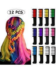 Kalolary 12 Colors Washable Temporary Hair Chalk Comb - Non-Toxic Rainbow Hair Dye for Kids, Girls, Teens & Adults | Perfect for Birthday Parties, Cosplay, Halloween & DIY Hair Styling