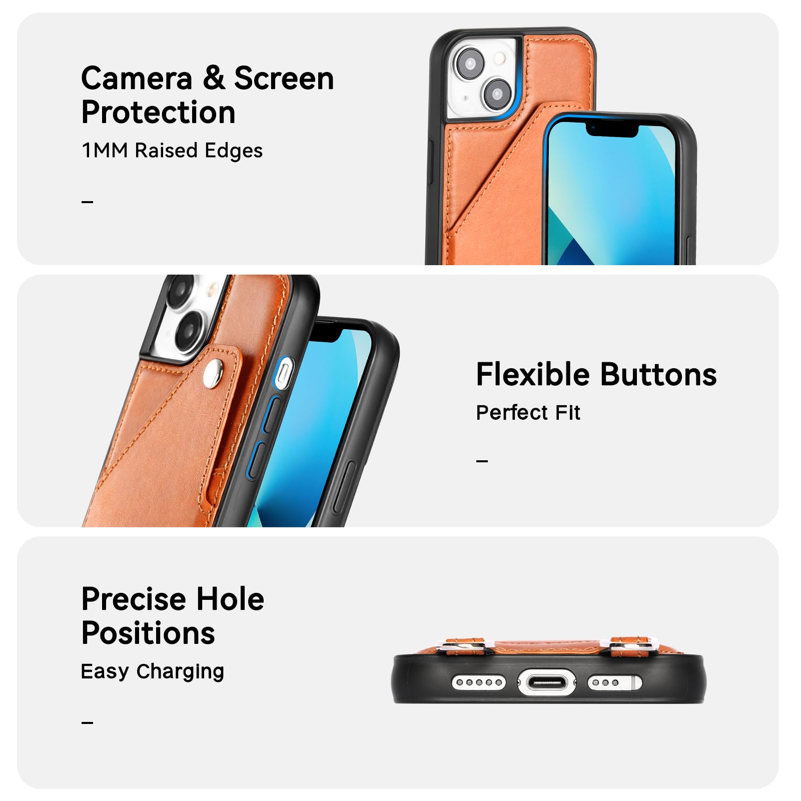 Premium Genuine Leather Wallet Phone Case for iPhone 13 (6.1