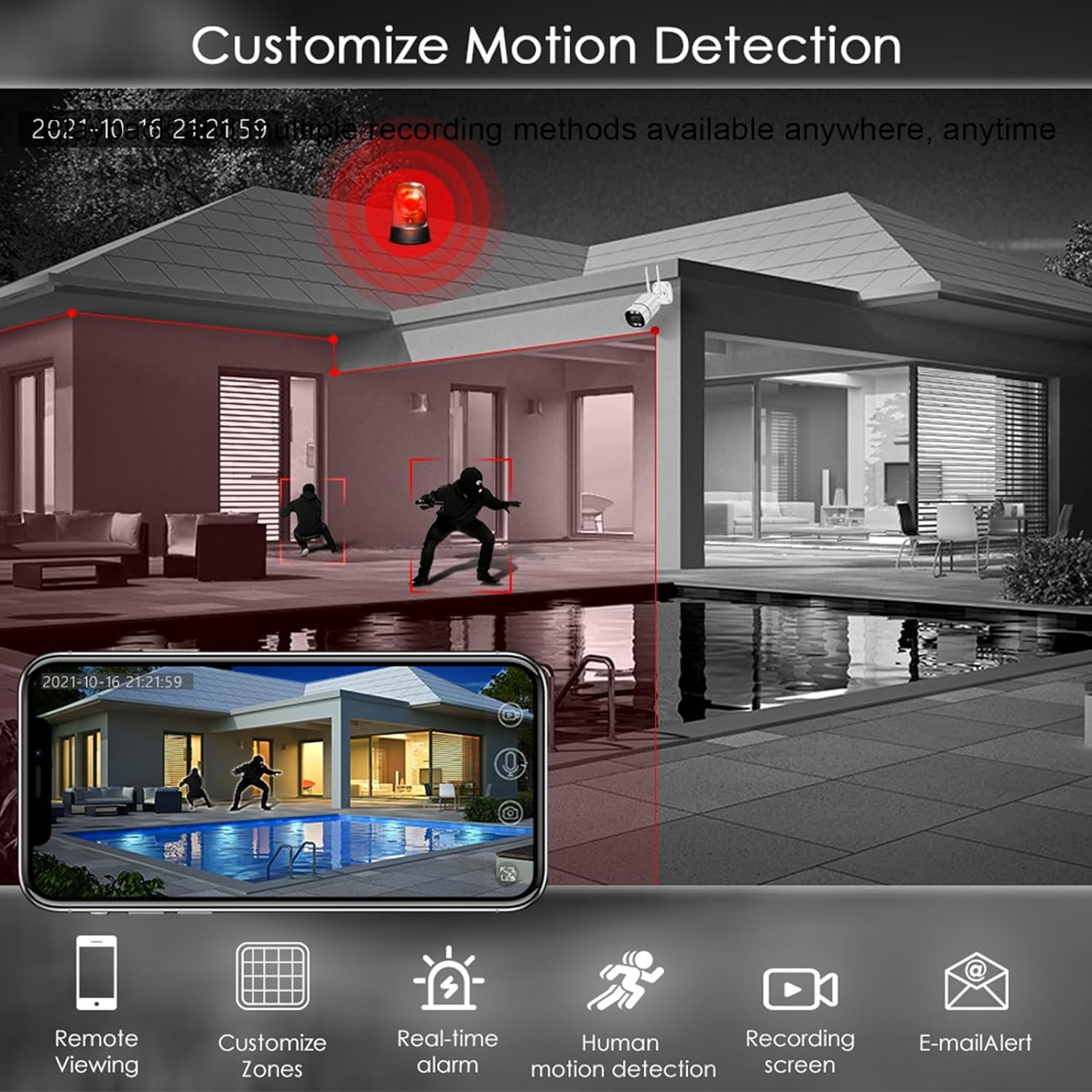 8CH 5-in-1 Hybrid DVR Security System - 1080P NVR/AHD/TVI/CVI/Analog Support, Motion Detection, Standalone CCTV Video Recorder (HDD & Cameras Not Included) - Ideal for Home Security, Business Surveillance & Property Monitoring