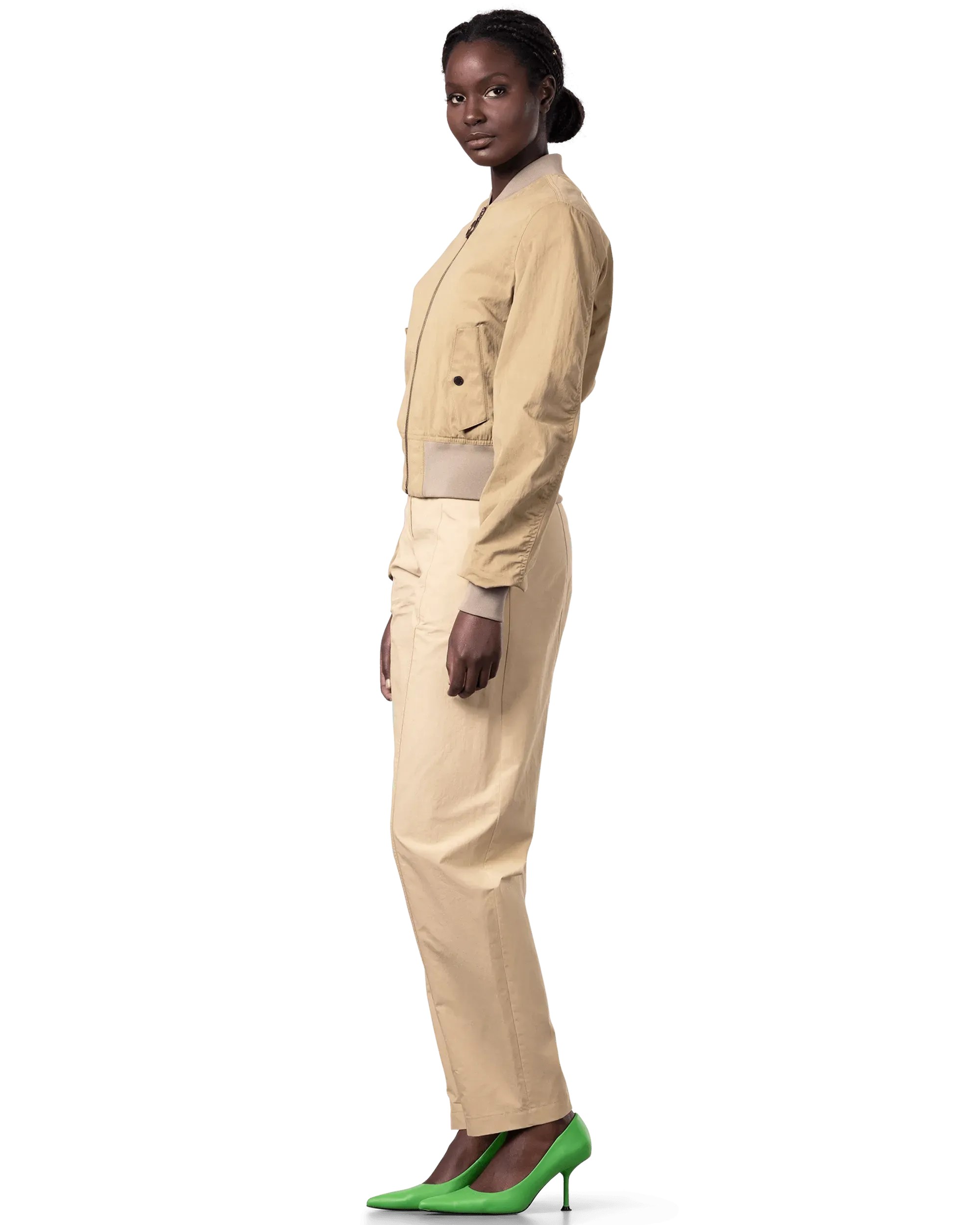 Stylish Women's Gabardine Cropped Bomber Jacket - Lightweight Casual Outerwear for Spring/Fall - Perfect for Streetwear, Date Nights & Office Wear