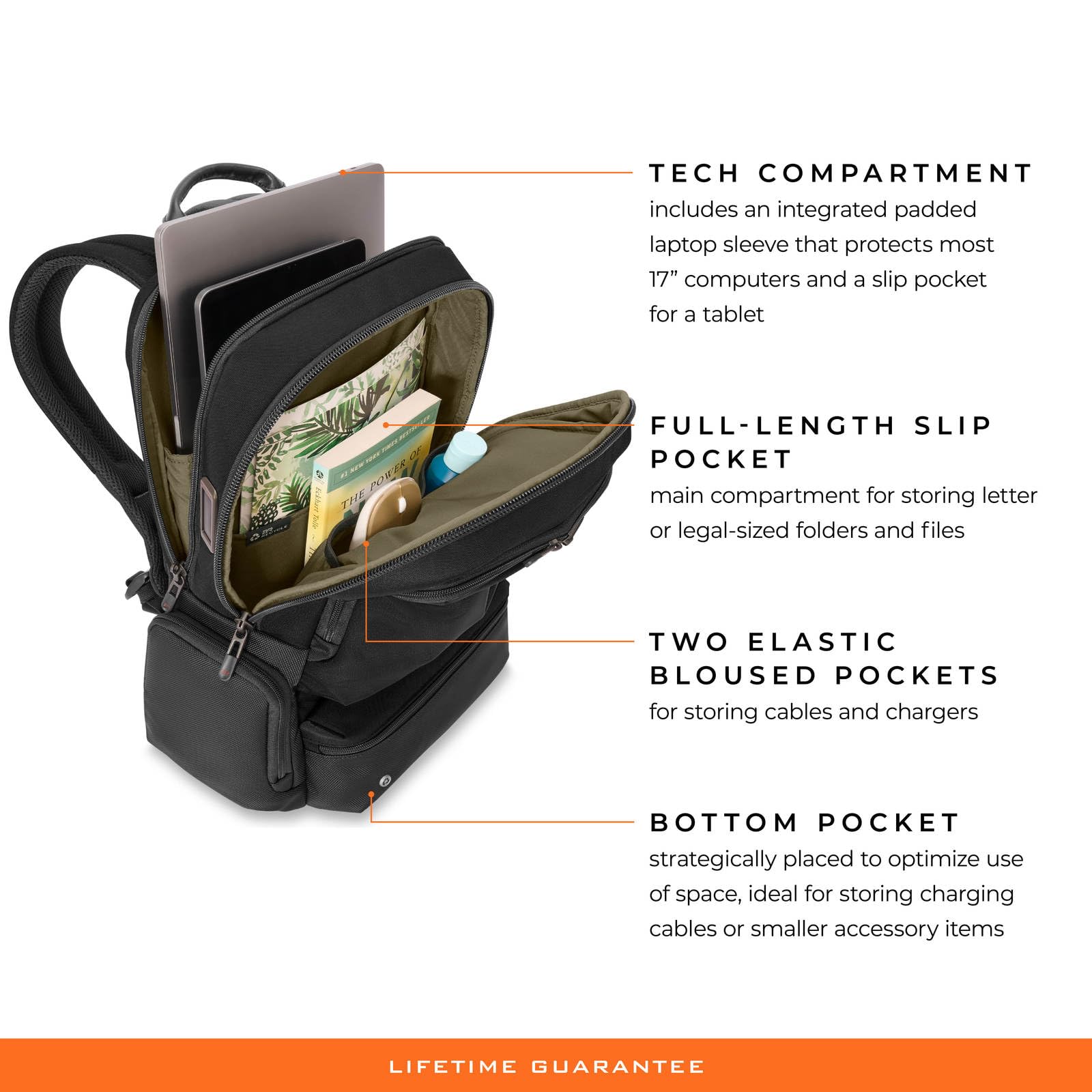 Briggs & Riley HTA Large Cargo Backpack - Durable Black Travel Backpack for Business & Commuting - Perfect for Laptops, Work Essentials & Weekend Getaways