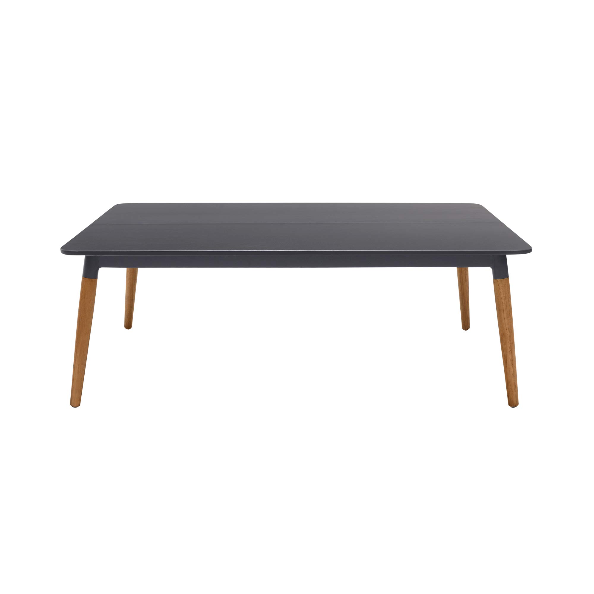 Armen Living Ipanema Modern Outdoor Patio Coffee Table - Dark Gray Eucalyptus & Natural Teak Wood - Perfect for Poolside, Garden, or Backyard Relaxation