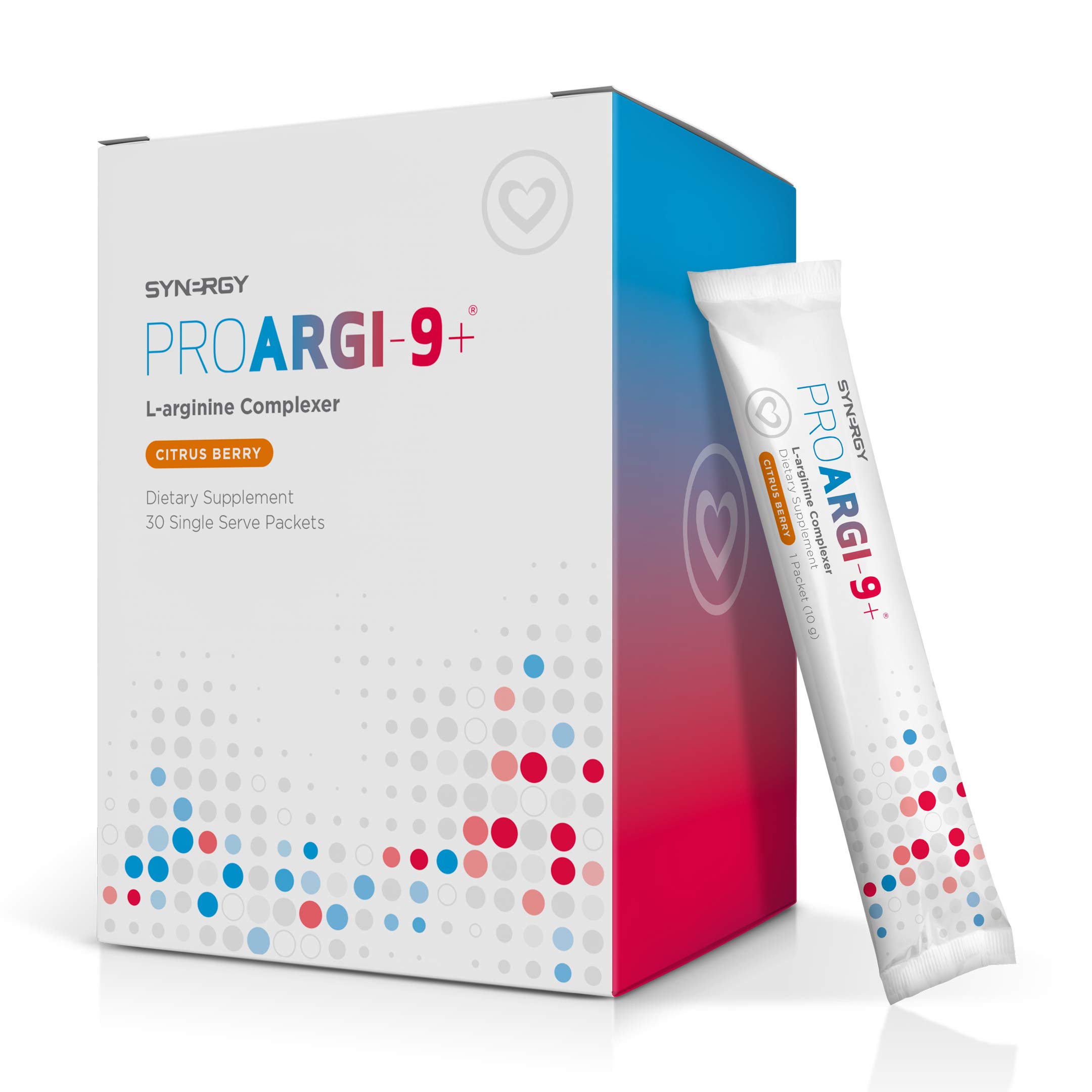 Synergy ProArgi-9 Plus L-Arginine Complex Dietary Supplement - Citrus Berry Flavor - 30 Packets | Heart Health & Circulation Support | Pre-Workout & Post-Workout Recovery
