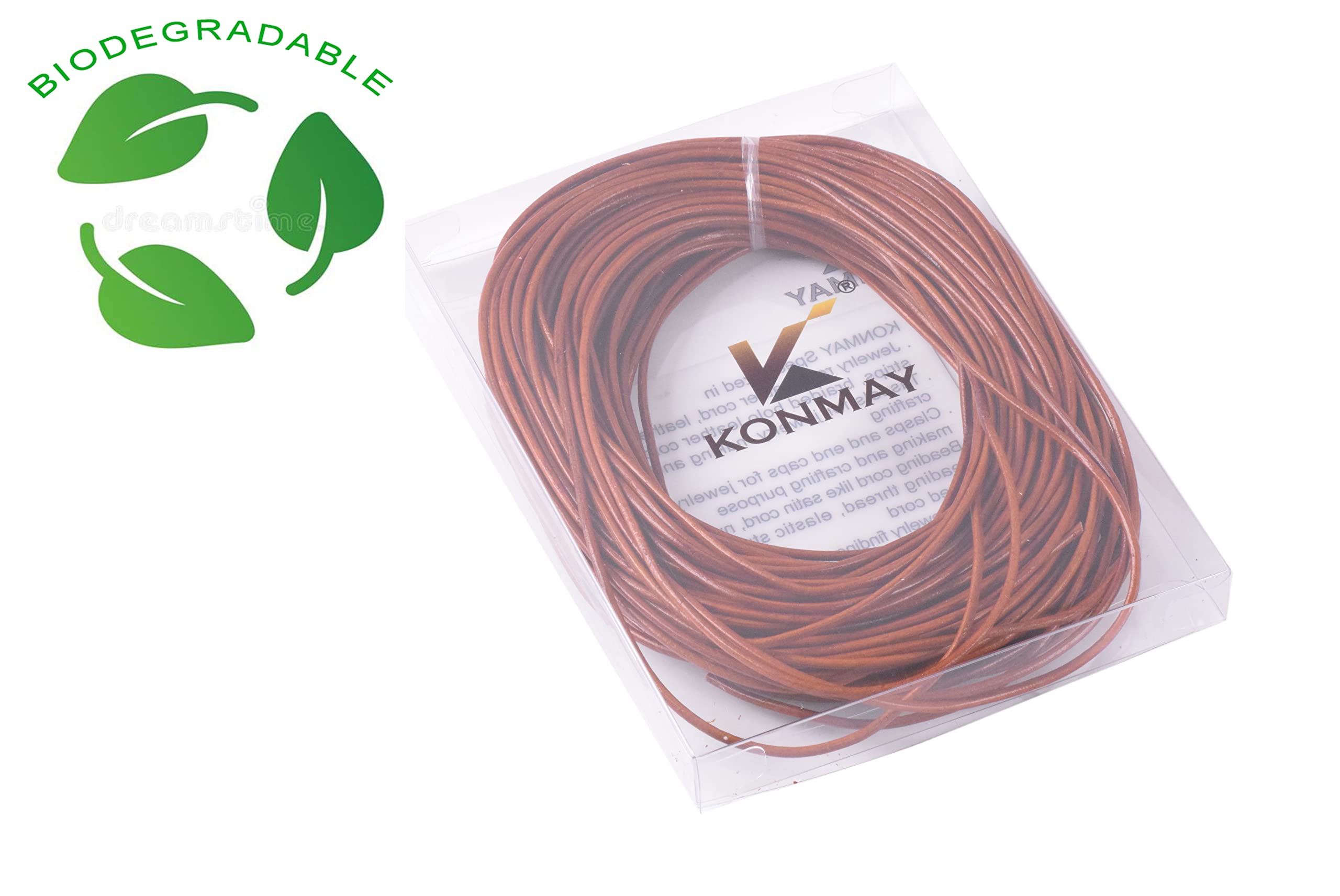 KONMAY 2.0mm Round Genuine Leather Cord - 25 Yards Distressed Brown Leather String for Jewelry Making, DIY Necklaces, Bracelets & Crafts - Perfect for Bohemian Style Accessories and Leather Craft Projects