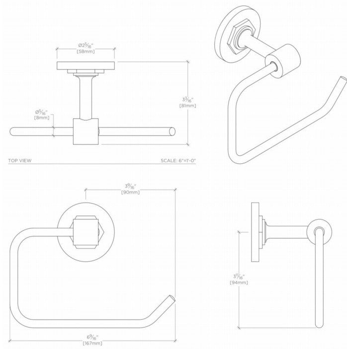 Henry Wall Mounted Swing Arm Paper Holder in Matte Nickel - Durable Bathroom Tissue Dispenser for Home, Office & Restrooms - Perfect for Kitchen, Bath & Commercial Spaces