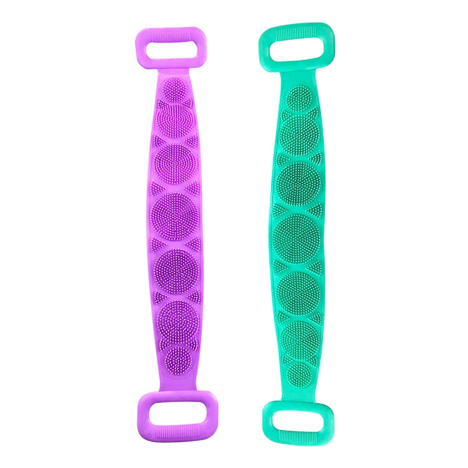 PlantaZee Silicone Body Scrubber - Dual-Sided Exfoliating Belt for Shower & Spa, Pack of 2