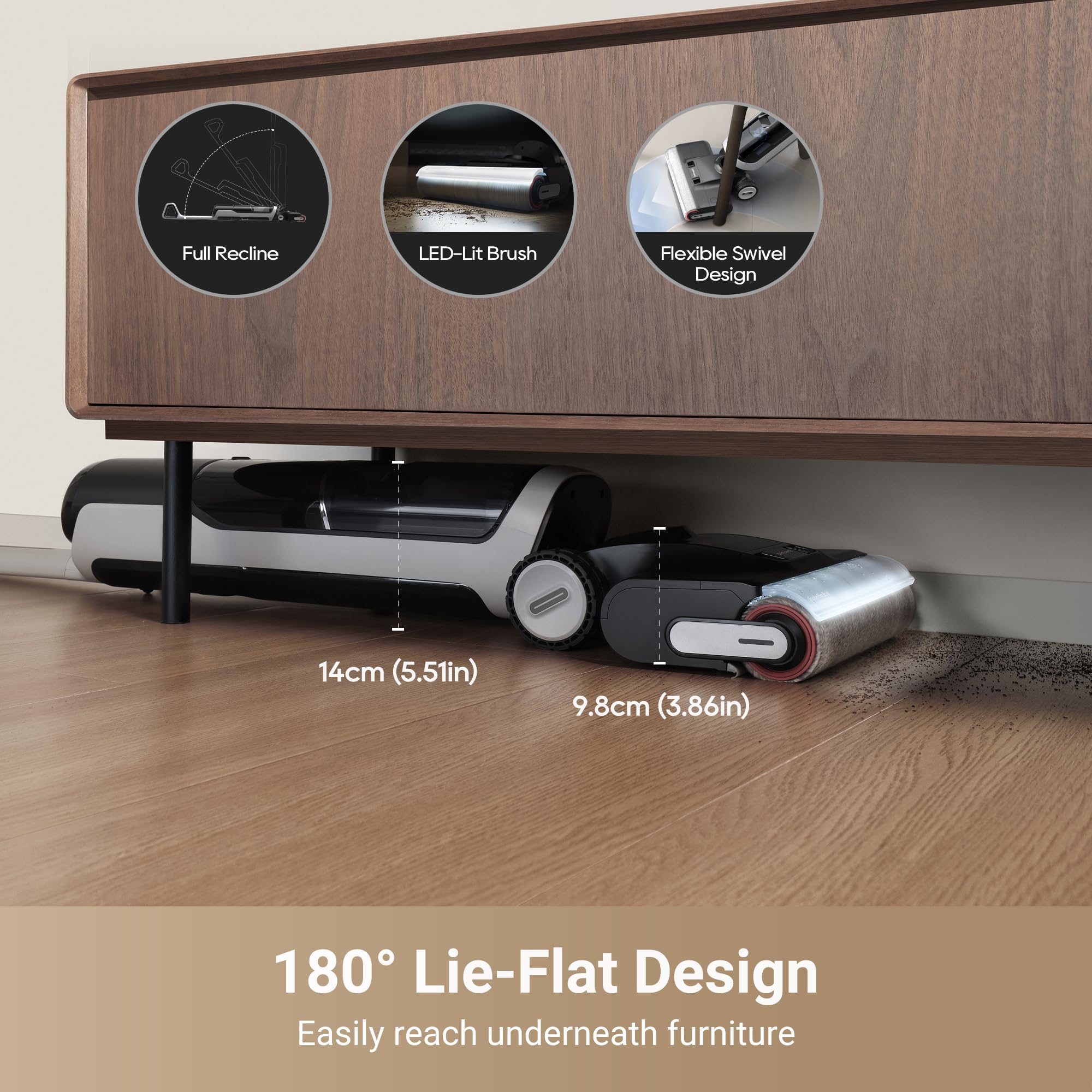 DREAME H14 Pro Wet Dry Vacuum Cleaner - 18kPa Powerful Suction, 180° Lie-Flat Vacuum Mop with 140°F Hot Water Washing & Fast Drying | Smart App Control | Ideal for Hardwood Floors, Tile & Carpet Cleaning | Easy GlideWheel for Smooth Movement