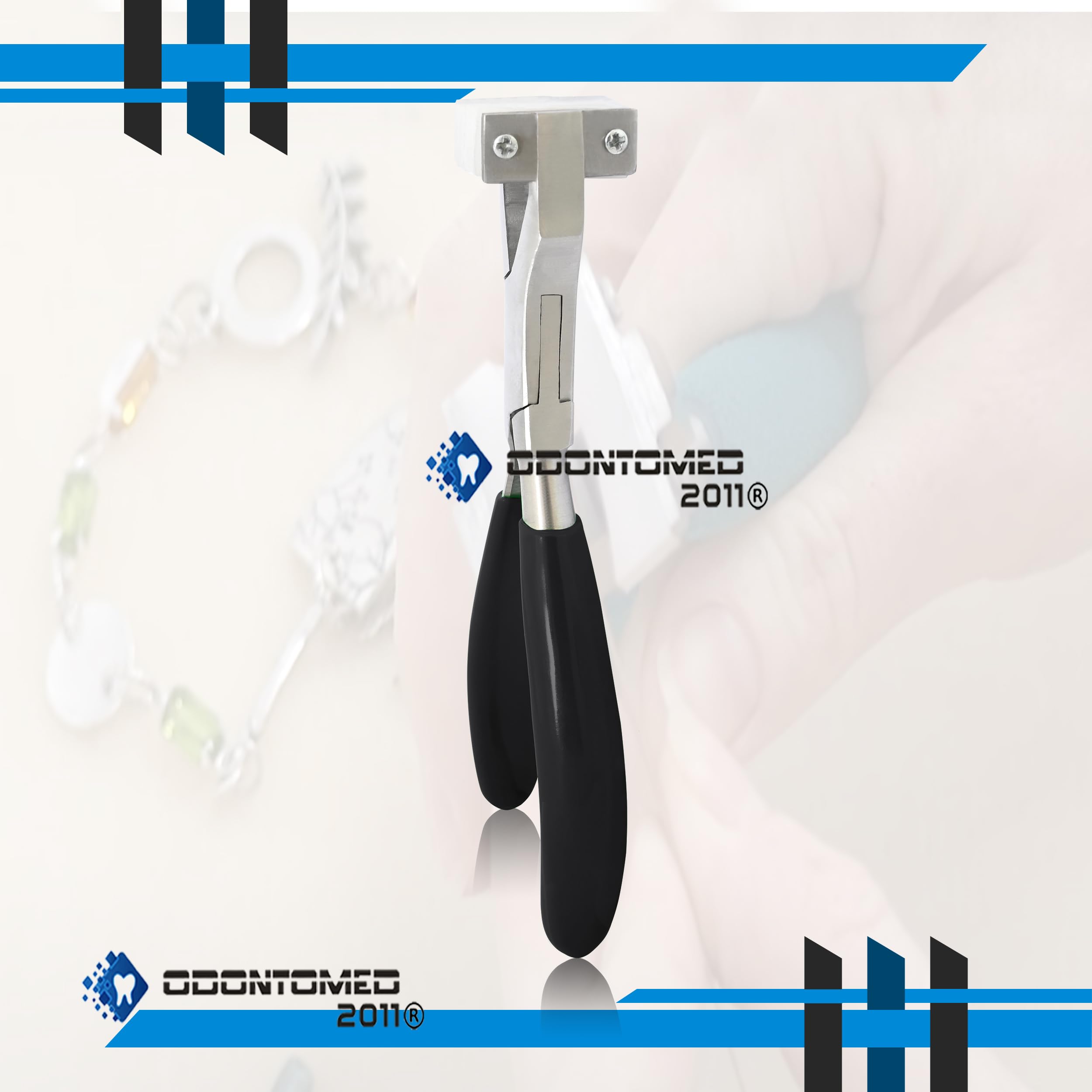 Professional Stainless Steel Jewelry Pliers - OdontoMed2011 Bracelet Repair Tool with Nylon Jaws for Spring Bending & Ring Forming | Black Grip Handle | Perfect for Jewelry Making, Watch Repair & DIY Crafts