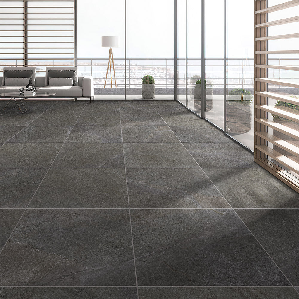 Premium Charcoal 300x300mm Matte Marble Look Porcelain Tile - Elegant Flooring for Living Room, Kitchen & Bathroom Renovations