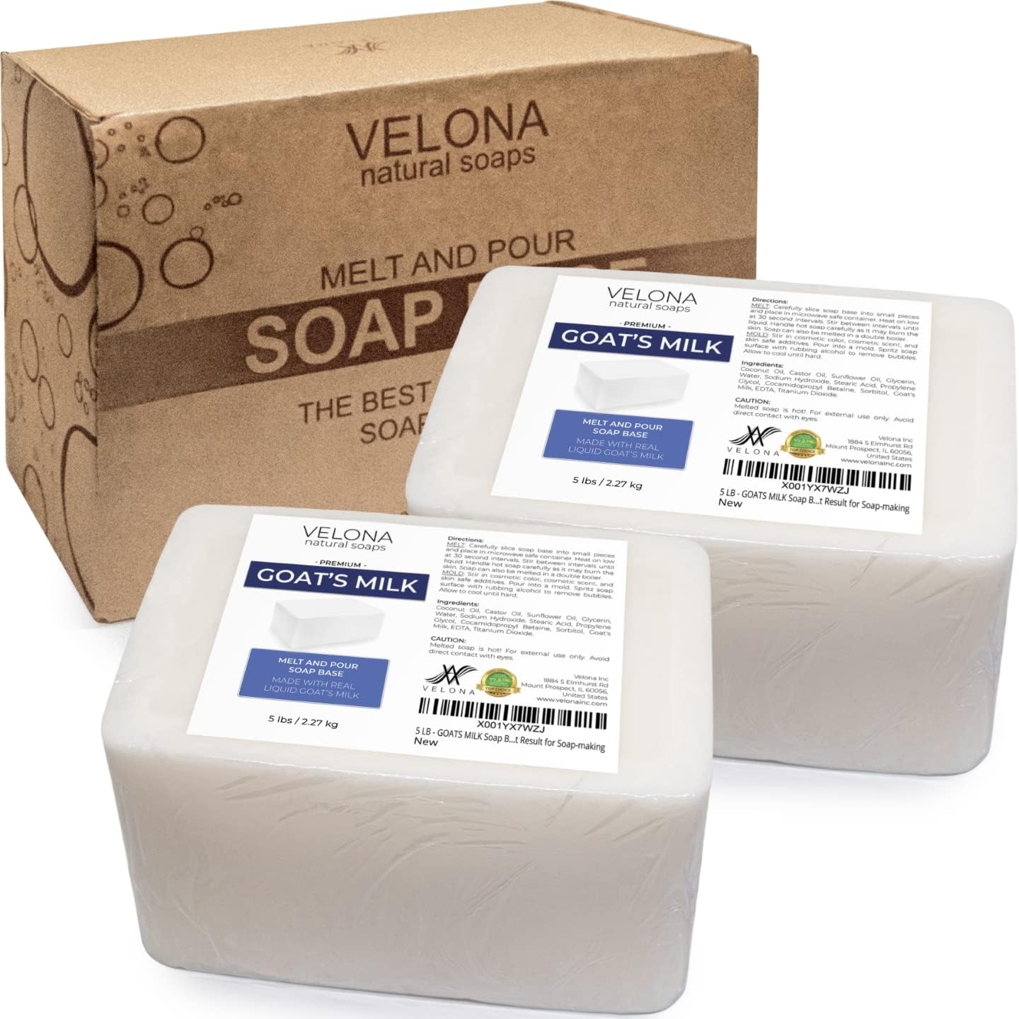Velona 10 LB Goats Milk Soap Base - SLS/SLES Free, Melt and Pour Soap Making Supplies, Natural Soap Bars for DIY Handmade Soaps | Perfect for Crafting, Gifts & Skincare Routine