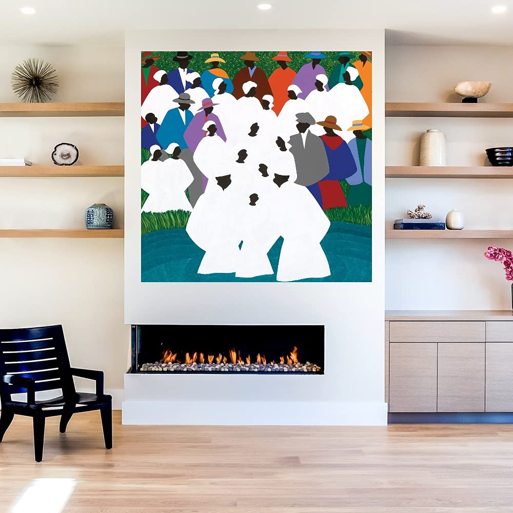 Synthia SAINT JAMES Wade in Da Wata Fine Art Canvas Wall Decor - 37x37 Inch Ready to Hang Painting for Living Room, Bedroom, Bathroom, Office & More - Perfect for Coastal, Boho & Modern Home Decor