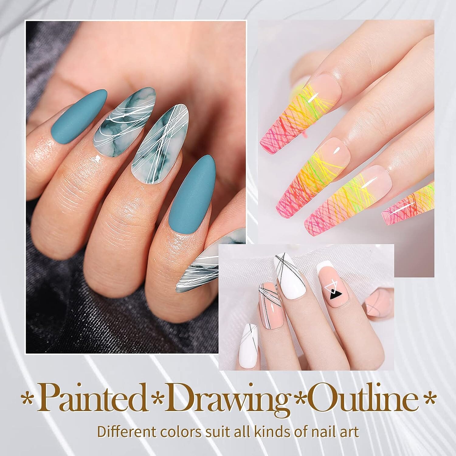 6 Colors Spider Drawing Nail Gel Set for Professional Nail Art - Perfect for Halloween, Gothic & Fantasy Nail Designs (US Only)