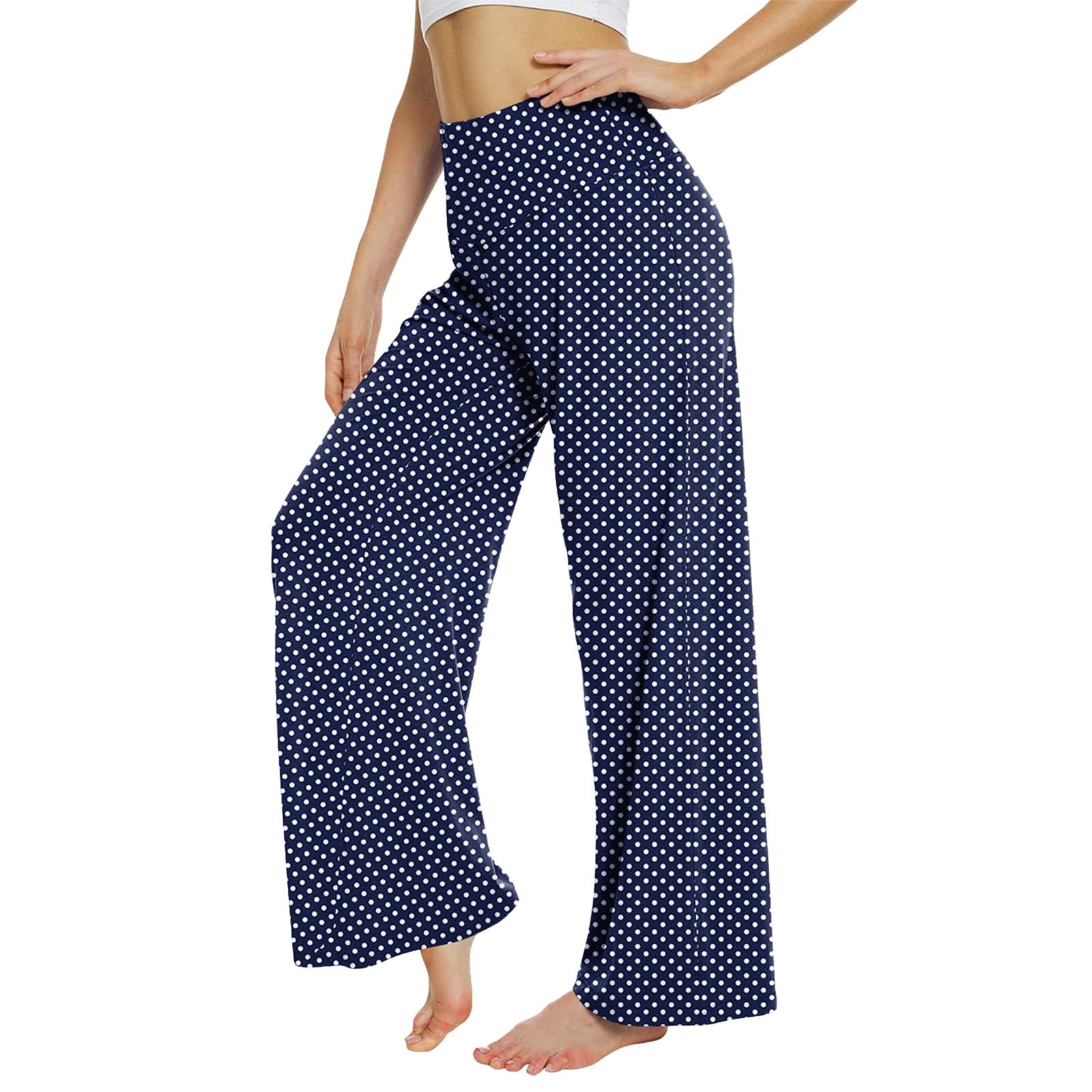 Women's Lightweight High Waist Flowy Lounge Pants - Elastic Wide Leg Yoga Trousers for Casual Wear & Comfort - Perfect for Yoga, Running, Travel & Relaxation
