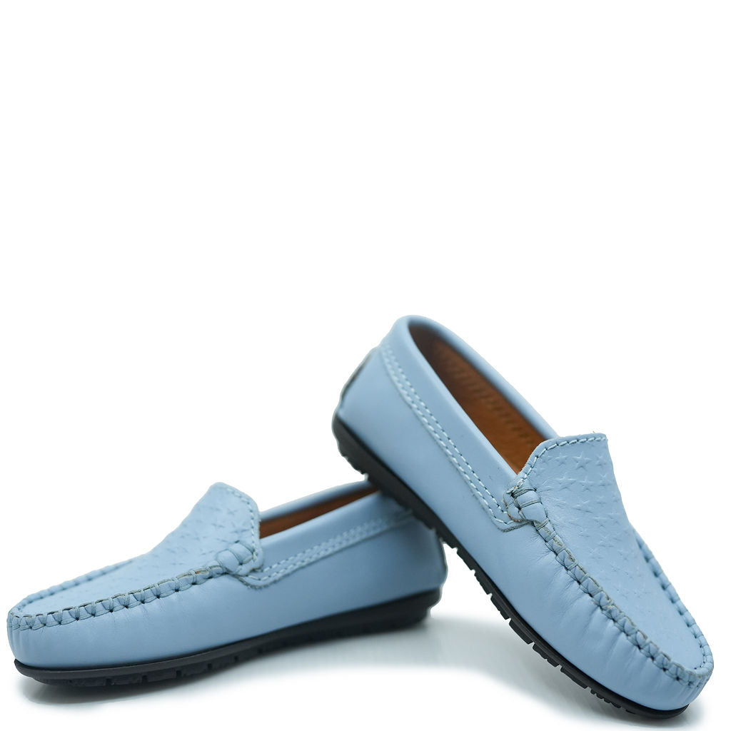 Atlanta Moccasin Sky Blue Penny Loafers for Men - Genuine Leather Stamped Driving Shoes | Perfect for Business Casual & Office Wear