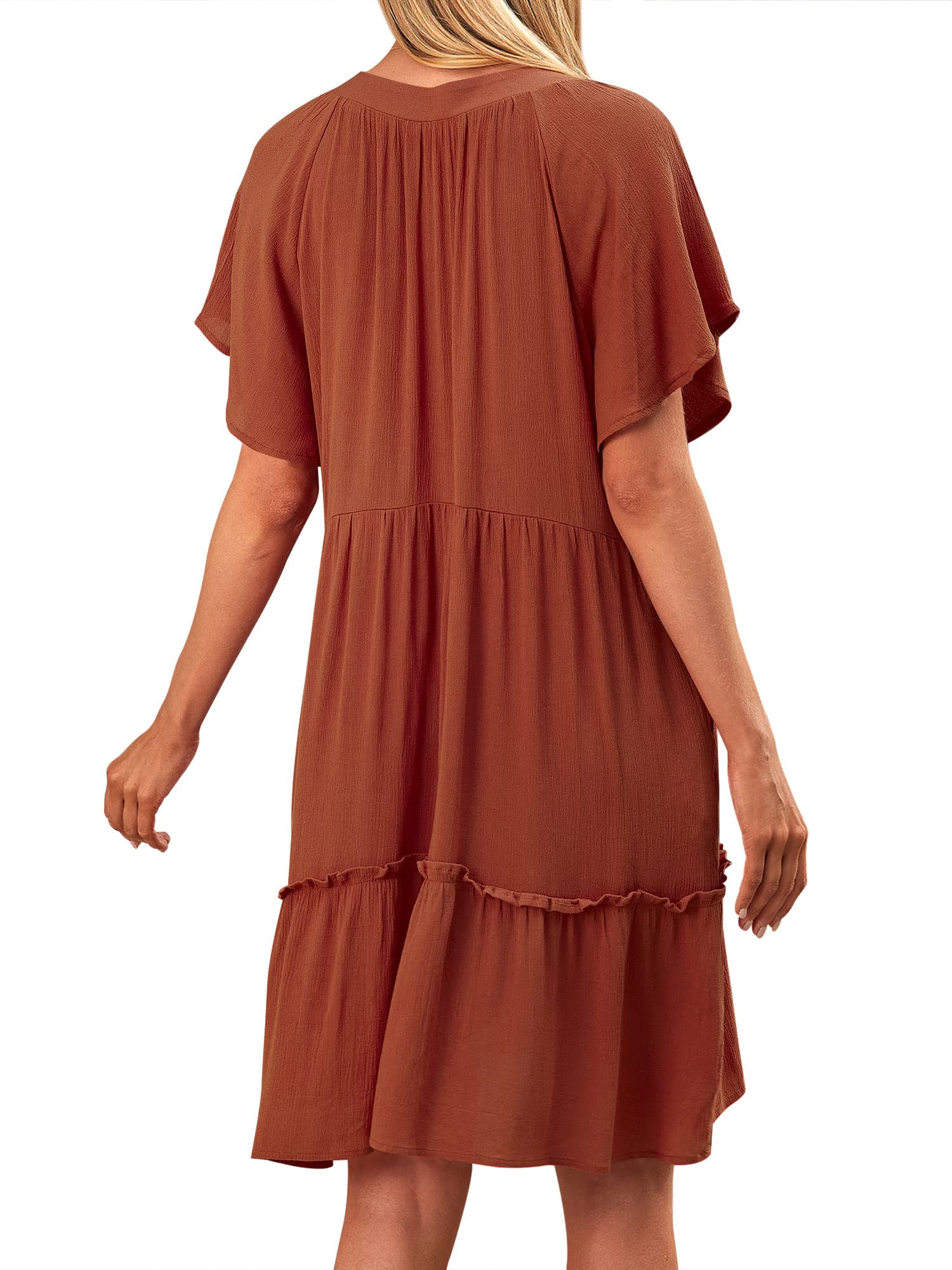 ZXZY Women's Summer Dress - Flowy Beach Midi Dress with Ruffle & Bell Sleeves, Pockets - Perfect for Vacation, Boho Outfits & Casual Wear