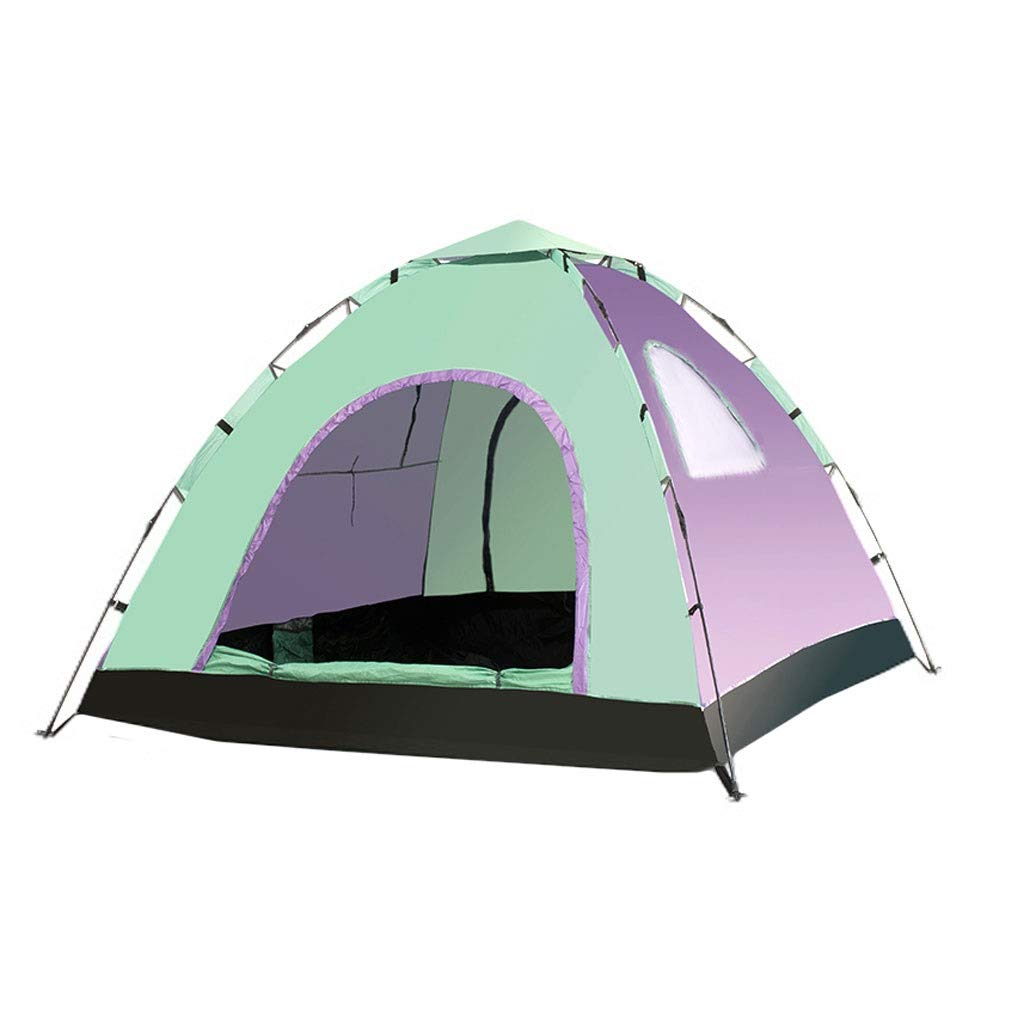 3-4 Person Waterproof UV-Resistant Automatic Pop Up Camping Tent - Portable Yurt Style Shelter for Family Outdoor Adventures, Hiking & Beach Sun Shade (Purple Green) | Perfect for Backpacking, Picnics & Music Festivals