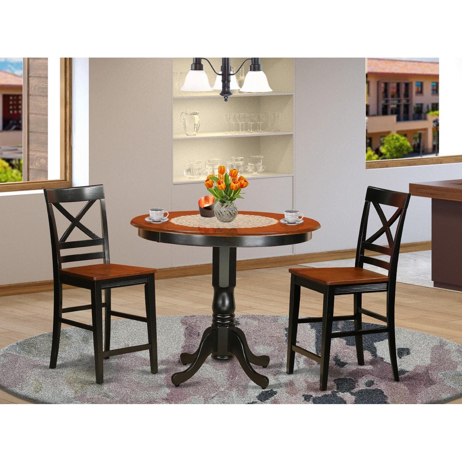 East West Furniture 3-Piece Counter Height Dining Set - 42