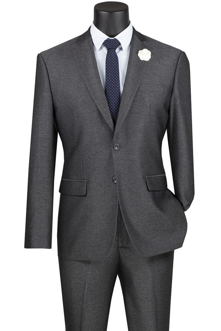 Men's Slim Fit Suit 2 Piece Single Breasted Business Blazer & Pants Set in Smoke Gray - Perfect for Weddings, Office & Formal Events