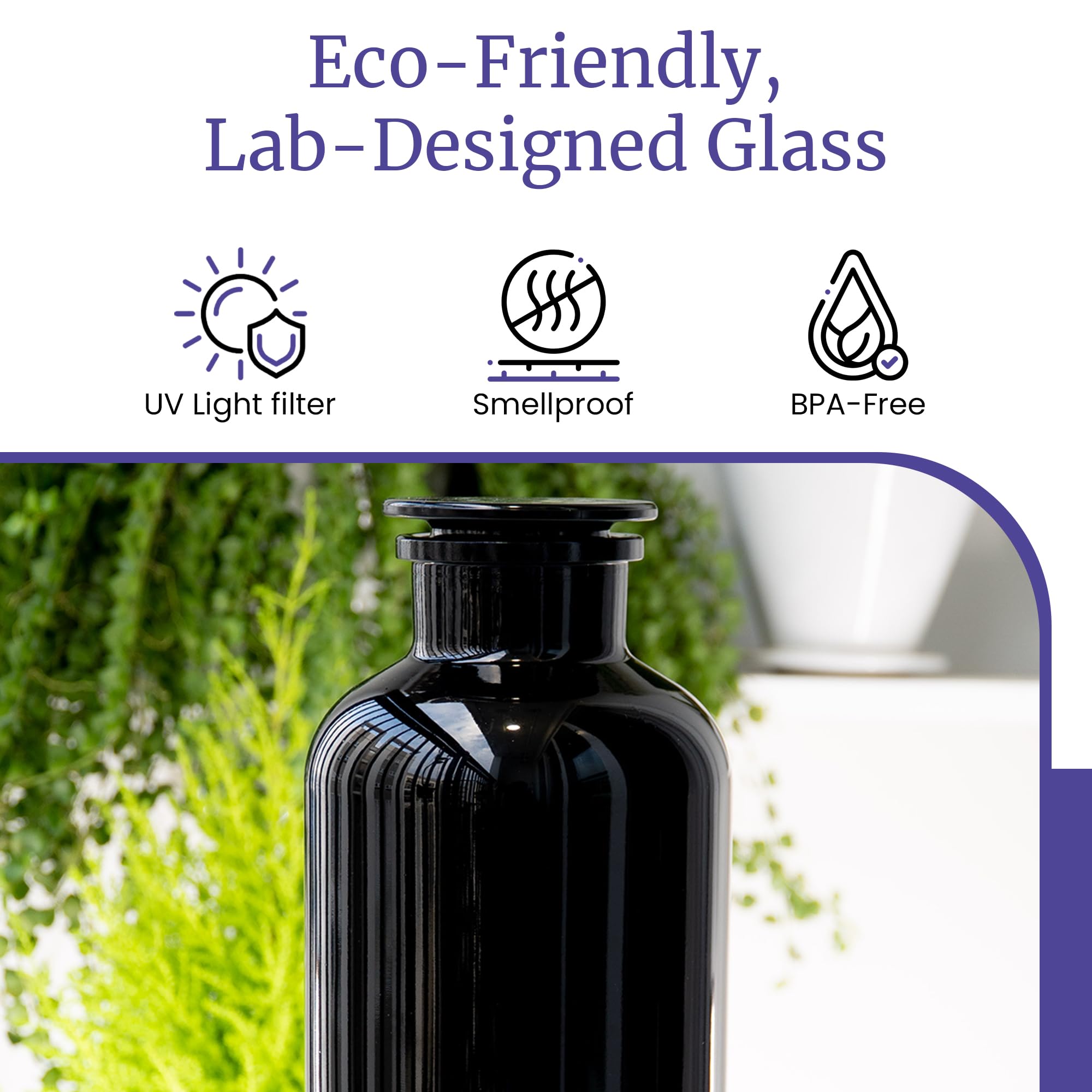 Infinity Jars 500ml (17oz) UV Protection Black Glass Apothecary Jars with Airtight Lids - 10 Pack for Tea, Coffee, Spices, Herbs & Dried Food Storage | Smell Proof, Kitchen & Pantry Organization, Home Decor