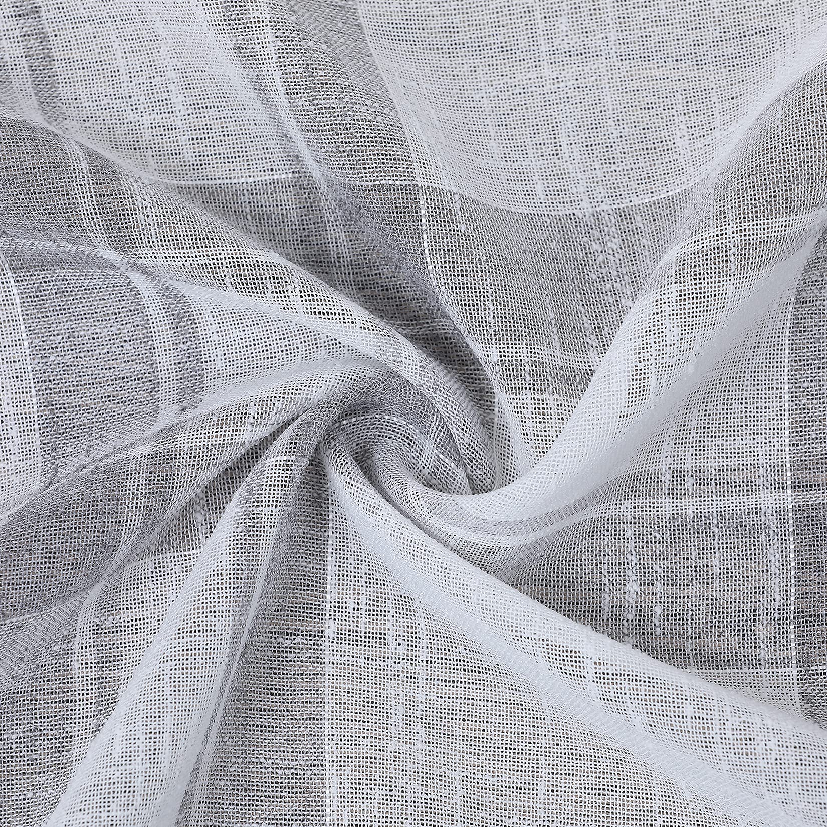CAROMIO 45 Inch Kitchen Curtains - Buffalo Plaid Linen Look Semi-Sheer Cafe Curtains for Windows, Set of 2 Panels, Grey - Perfect for Kitchen, Bathroom, and Dining Room Decor