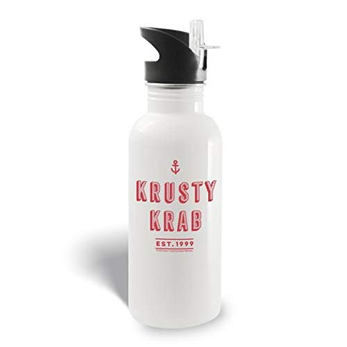 SpongeBob SquarePants The Krusty Krab Secret Recipe 20oz Insulated Water Bottle with Straw & Leak-Proof Screw Top - Perfect for School, Gym, Travel & Outdoor Adventures