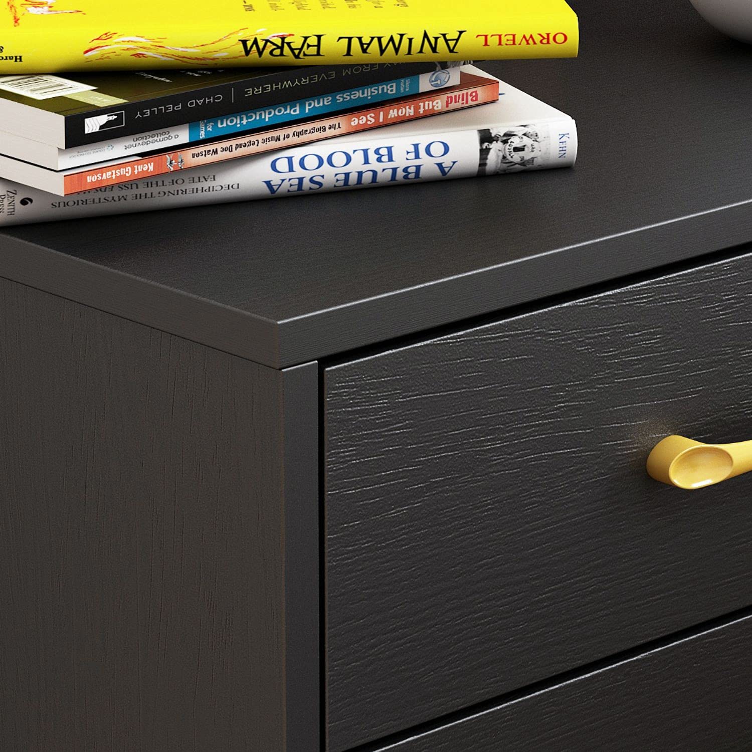 FAMAPY Modern Industrial Nightstand Set of 2 - Black Bedside Tables with Drawers & Metal Frame (17.7”L x 15.7”W x 22.8”H) - Sturdy End Tables for Bedroom, Living Room, or Office Space