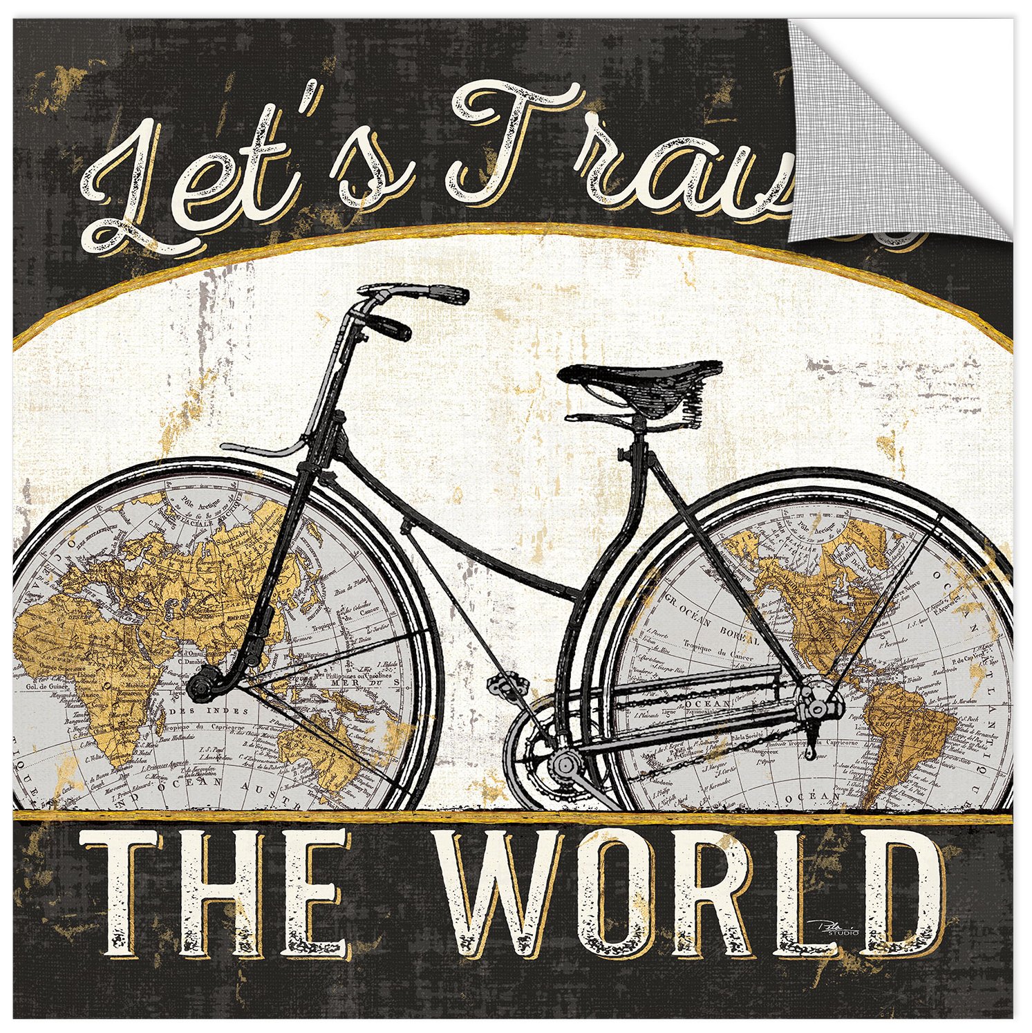Studio Pela 'Worldride II' Removable Wall Art Mural - 18x18 Inches - Peel & Stick Decorative Wallpaper for Bedroom, Living Room, Nursery & Office Decor