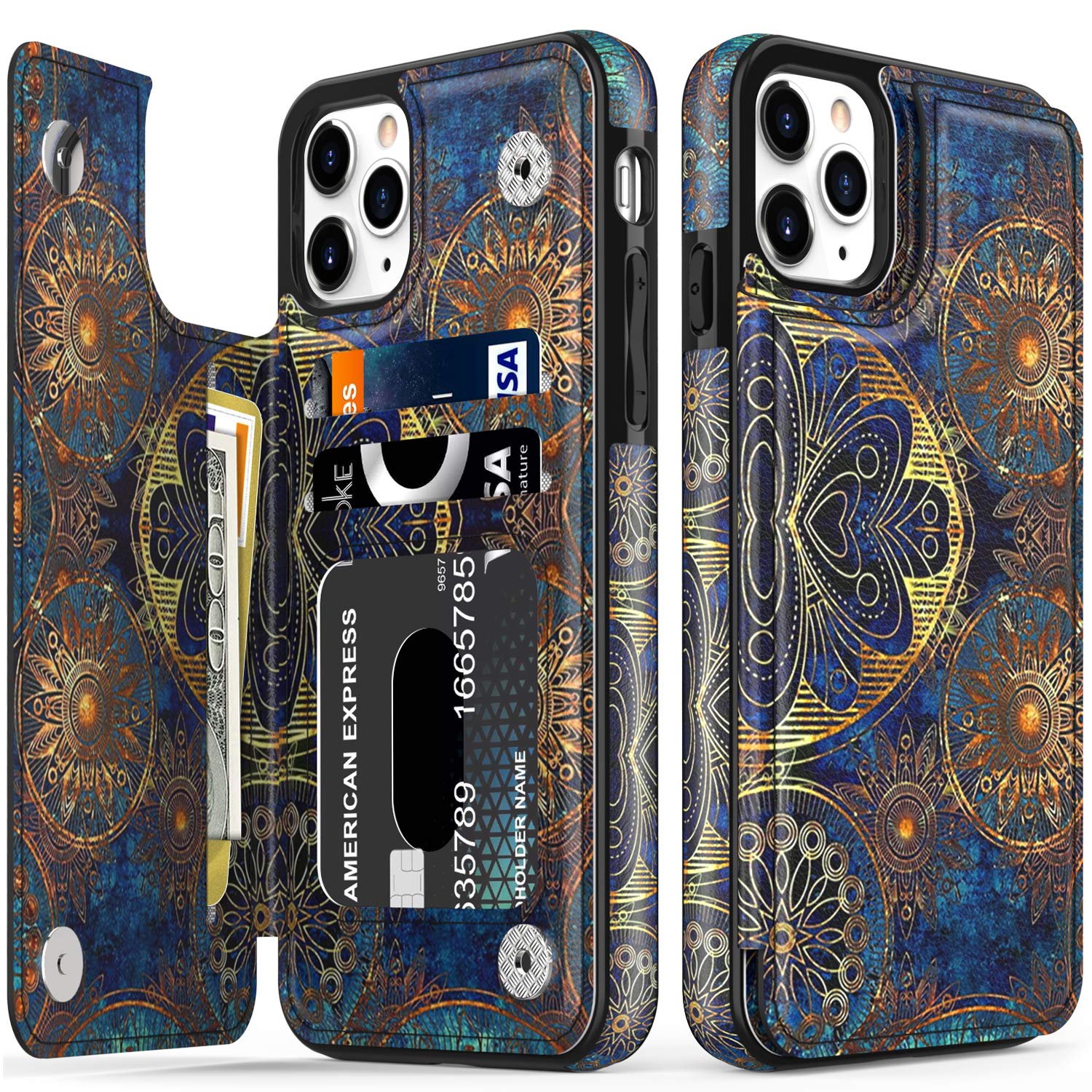 LETO iPhone 11 Pro Max Leather Wallet Case - Vintage Flip Folio Cover with Card Slots & Kickstand | Fashionable Protective Phone Case for Women | Perfect for Work, Travel & Everyday Use (6.5 Inch)