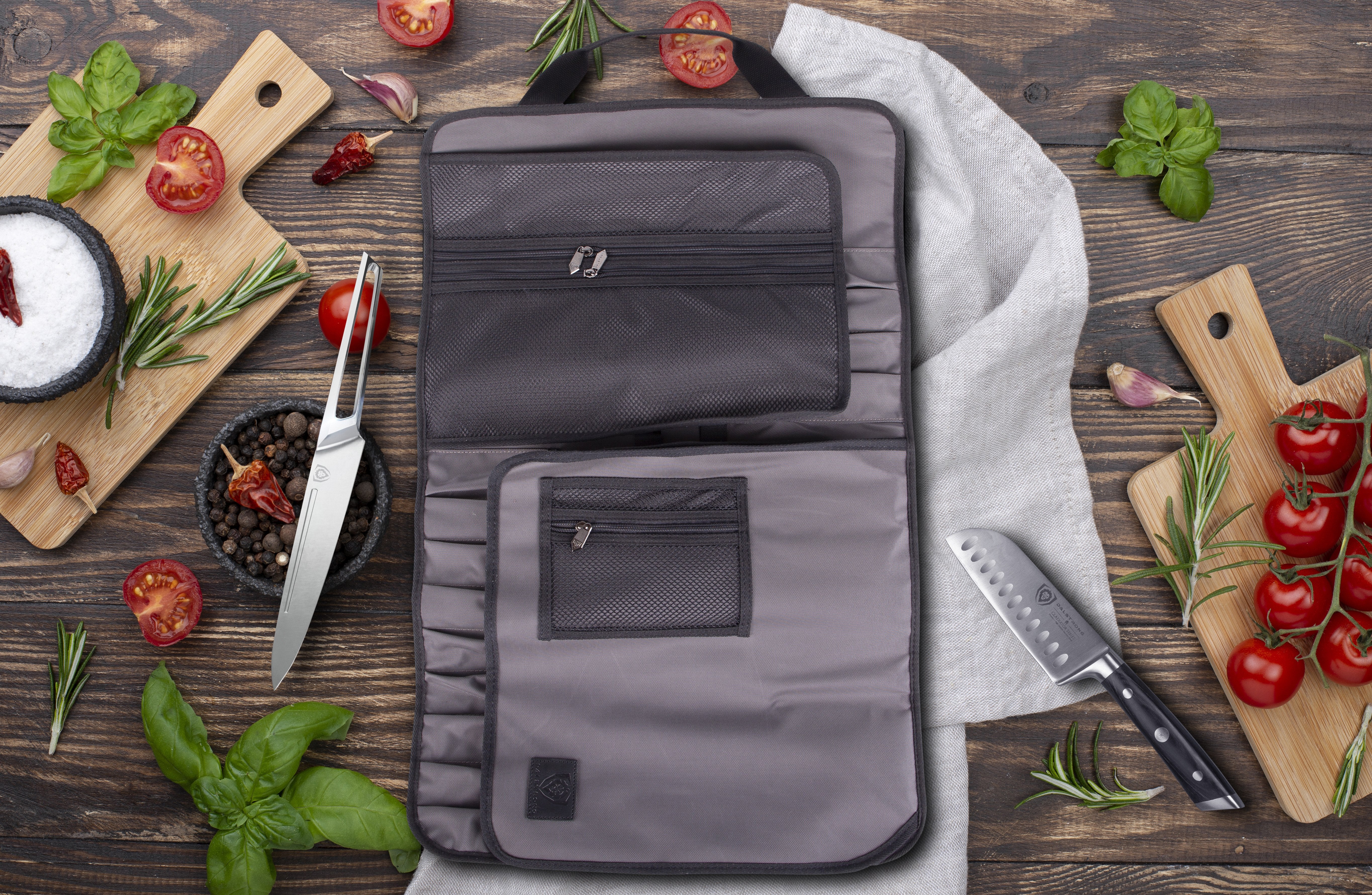 Premium Knife Roll - Graphite Black Ballistic Series by Dalstrong | Professional Chef Knife Storage & Organizer for Kitchen, Travel & Culinary School