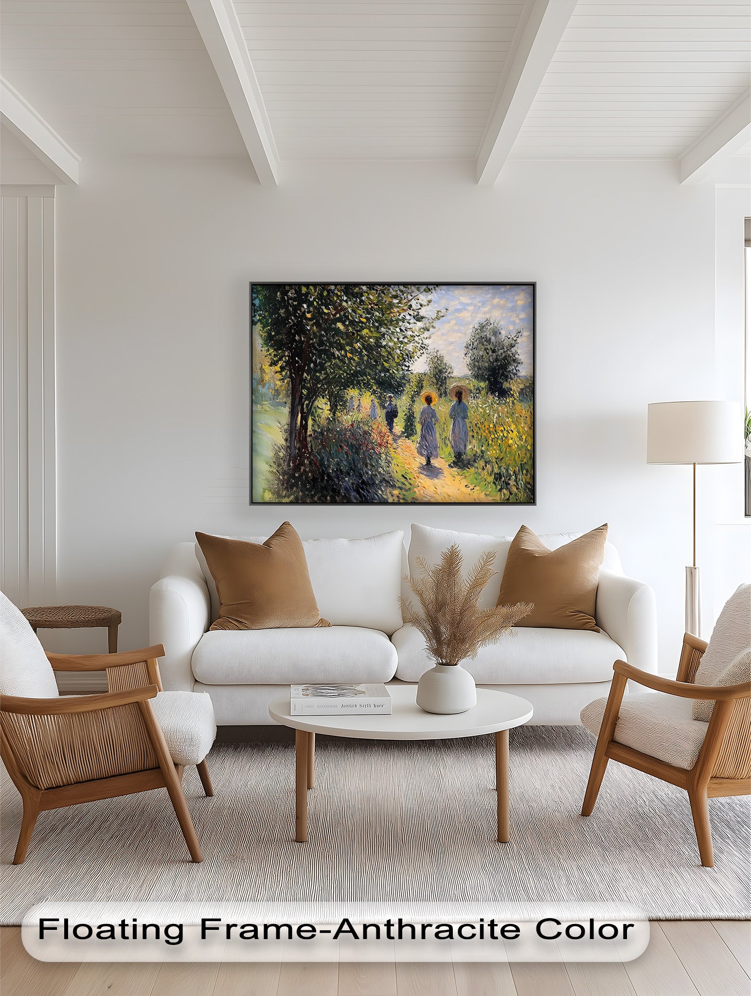 Afternoon Stroll - Sun Dappled Garden Walk Oil Painting Wall Art - Hand Painted Landscape Canvas for Living Room, Bedroom Decor - Perfect Gift for Home & Office