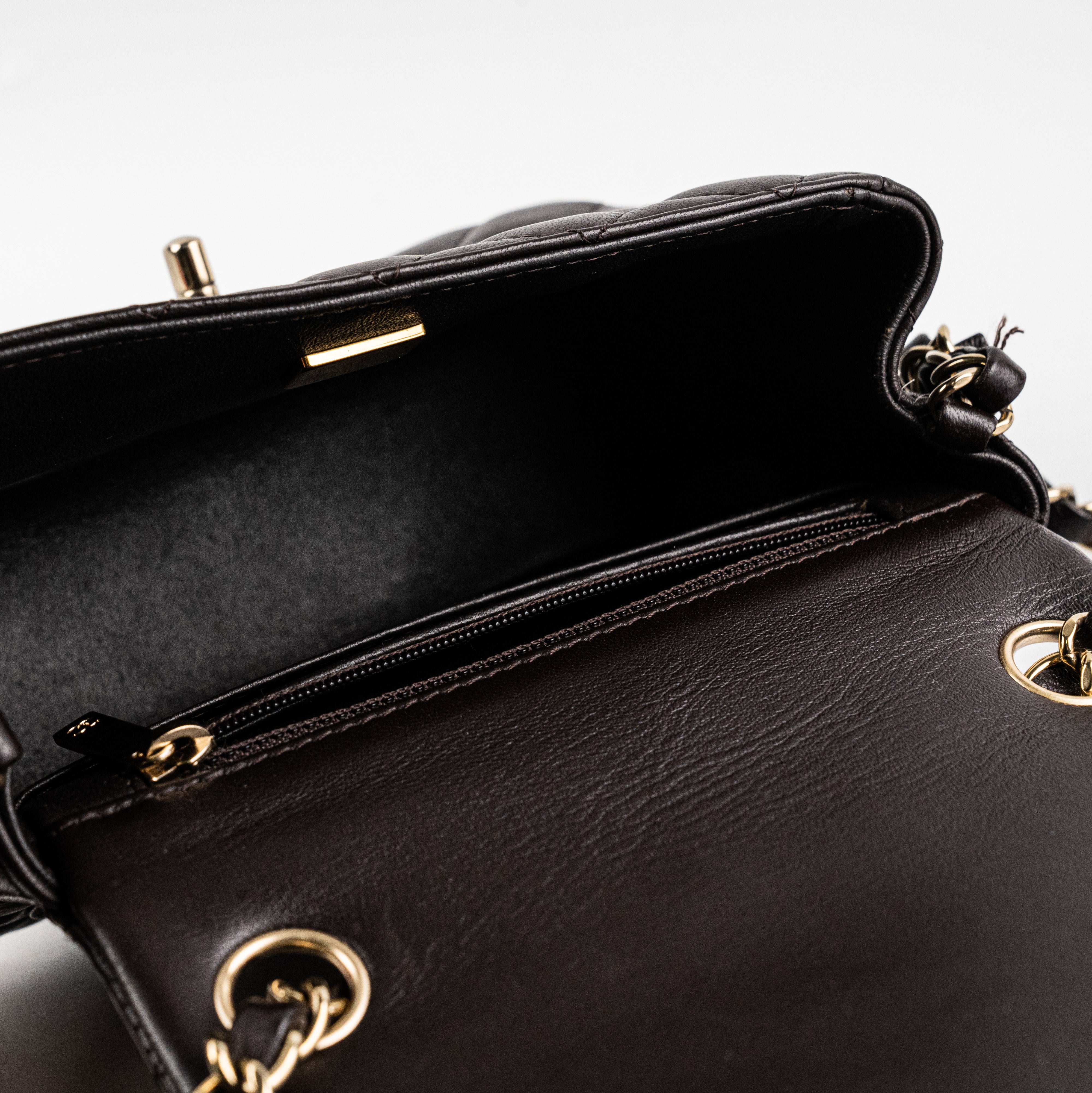 Chanel Square Mini Lambskin Dark Brown Crossbody Bag with Microchip - Luxury Small Shoulder Purse for Women, Perfect for Evening Parties & Date Nights