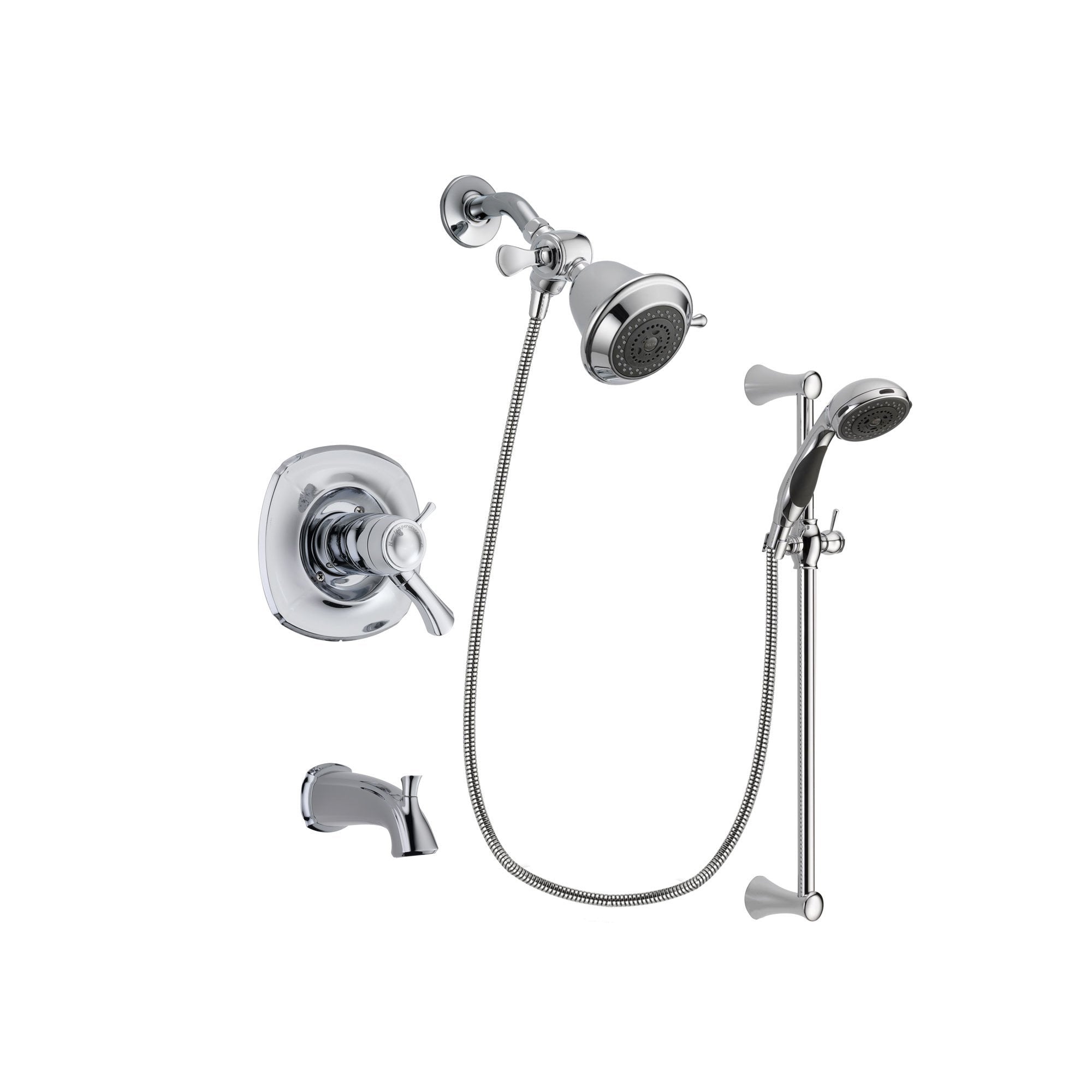 Delta Addison Chrome Thermostatic Tub and Shower Faucet System with Shower Head, 5-Spray Wall Mount Slide Bar & Handheld Shower - Includes Rough-in Valve & Tub Spout (DSP0703V) - Perfect for Bathroom Renovation and Modern Home Upgrades