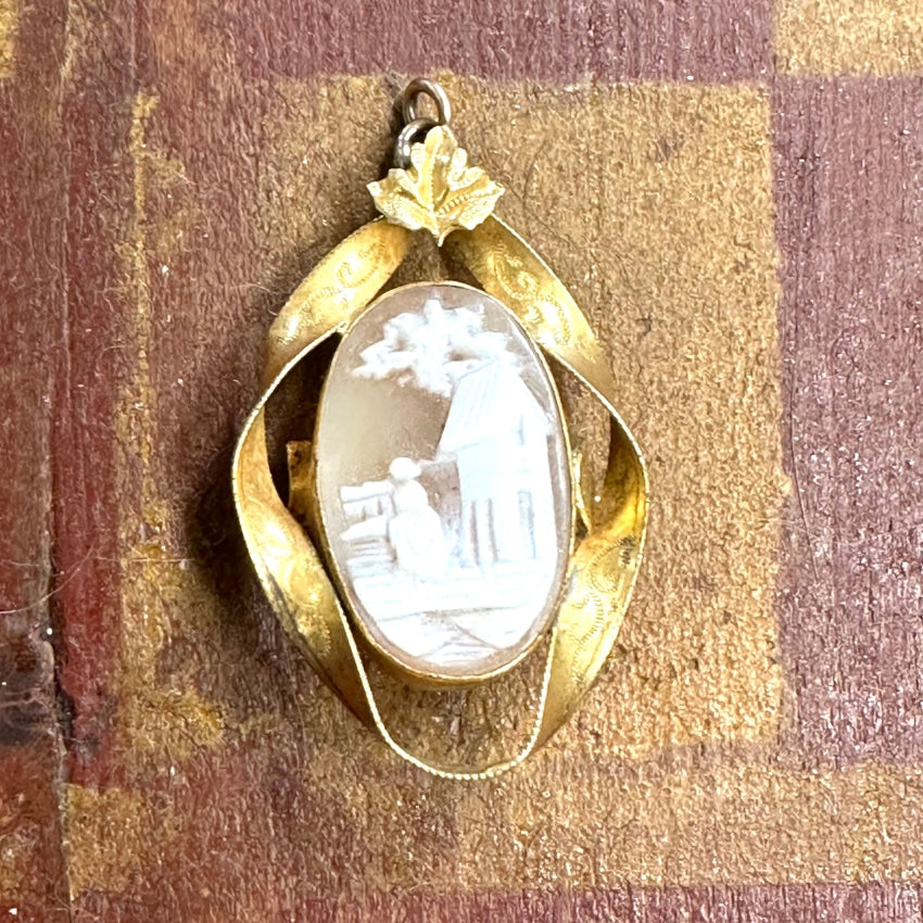 Vintage Gold Filled Carved Shell Cameo Pin Pendant - Elegant Antique Jewelry for Women | Perfect for Vintage Fashion, Special Occasions & Gift Giving