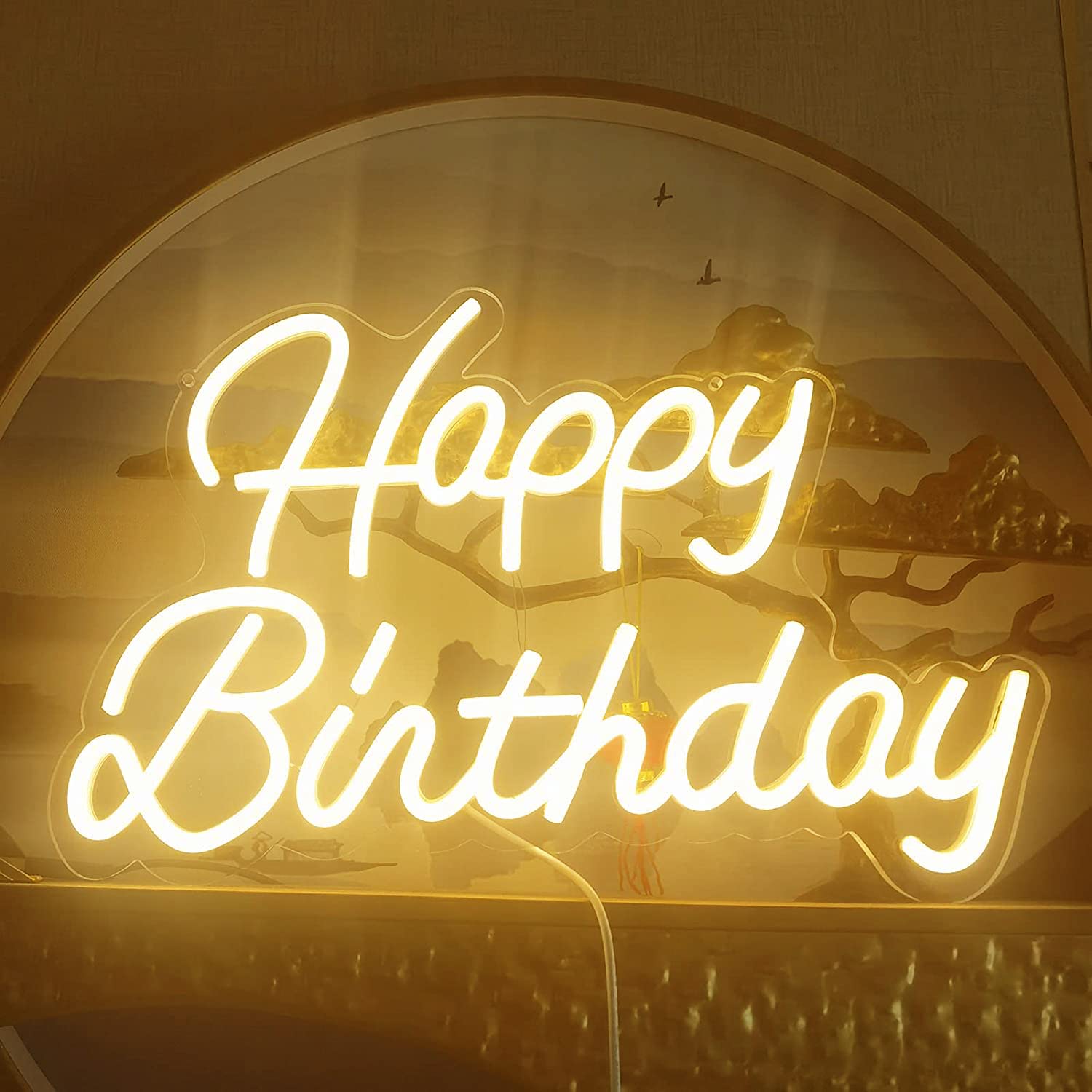 Happy Birthday LED Neon Sign - Dimmable Warm White Night Light for Bedroom, Bar, Wedding, Cafe, Christmas & Anniversary Decor | Perfect for Party Backdrops, Wall Decor & Special Events