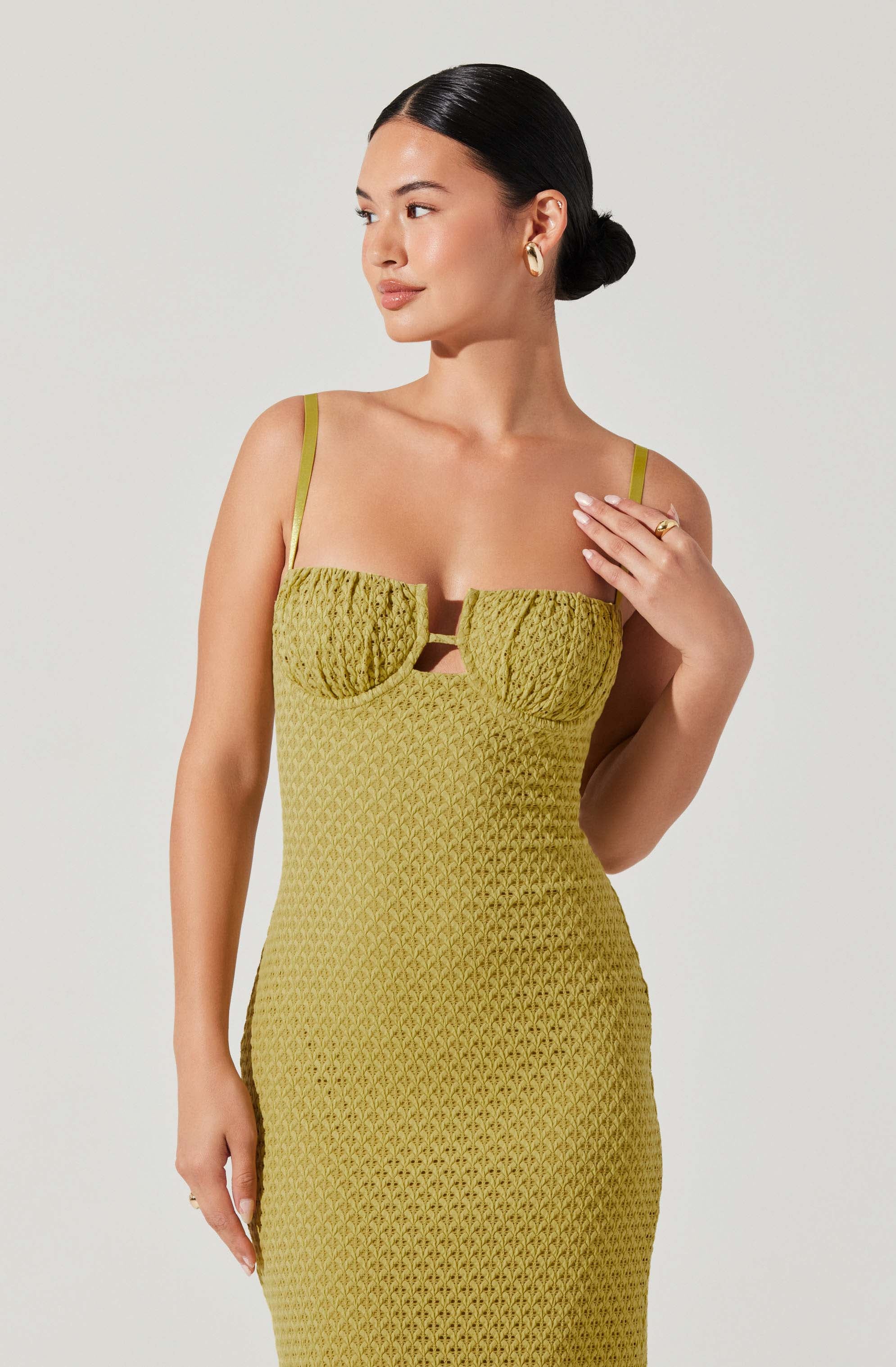Jaida Bustier Bodycon Midi Dress for Women - Sexy Tight Fitted Party Club Dress - Perfect for Night Out, Date Night & Special Occasions
