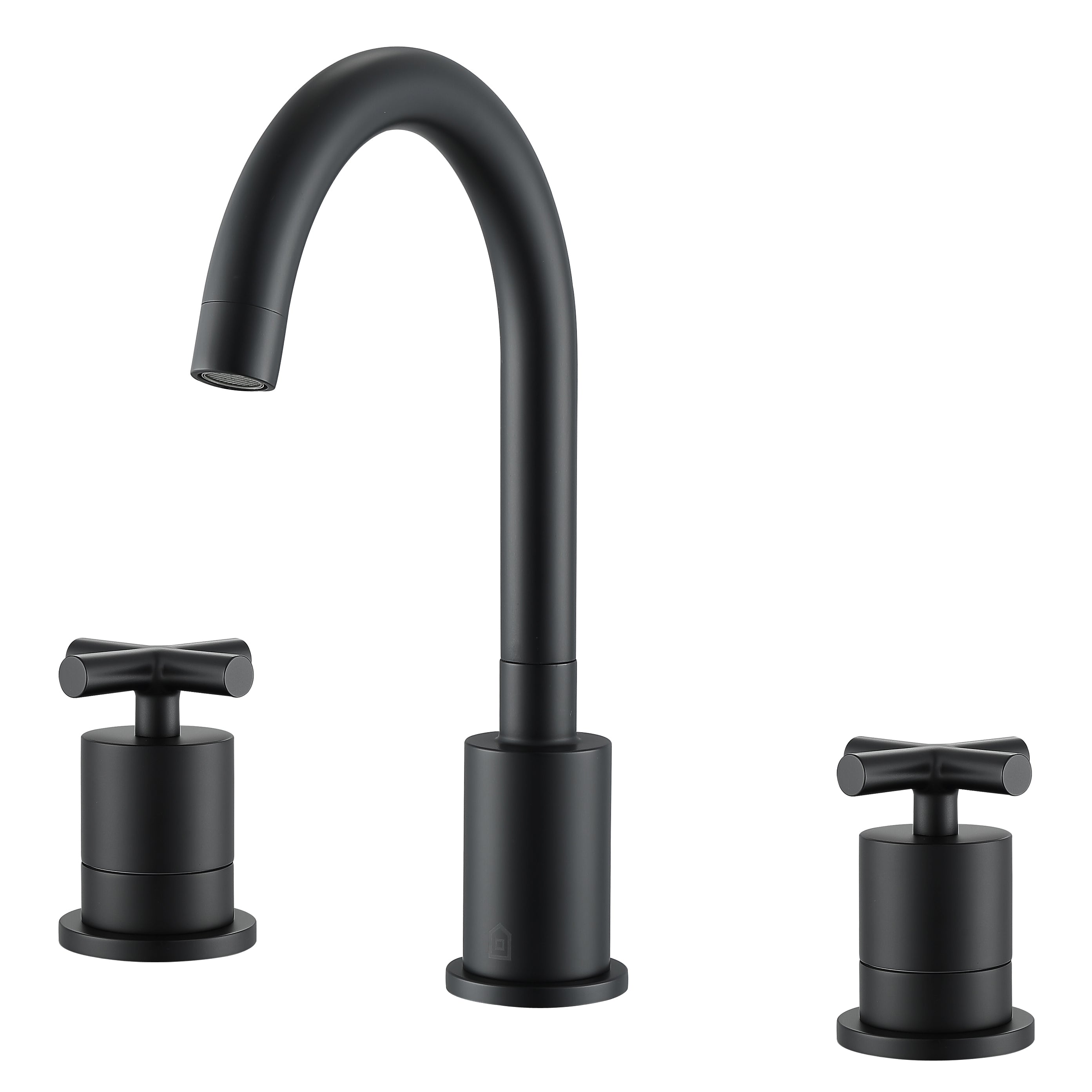 Ancona Ava Series Matte Black Widespread Bathroom Faucet with Cross Handle - Perfect for Modern Vanities and Powder Rooms