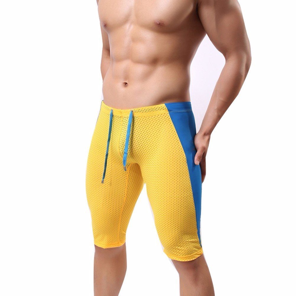 FEESHOW Men's Workout Gym Sports Fitness Running Tights Shorts - Breathable Quick-Dry Compression Pants for Training, Jogging & Active Lifestyle
