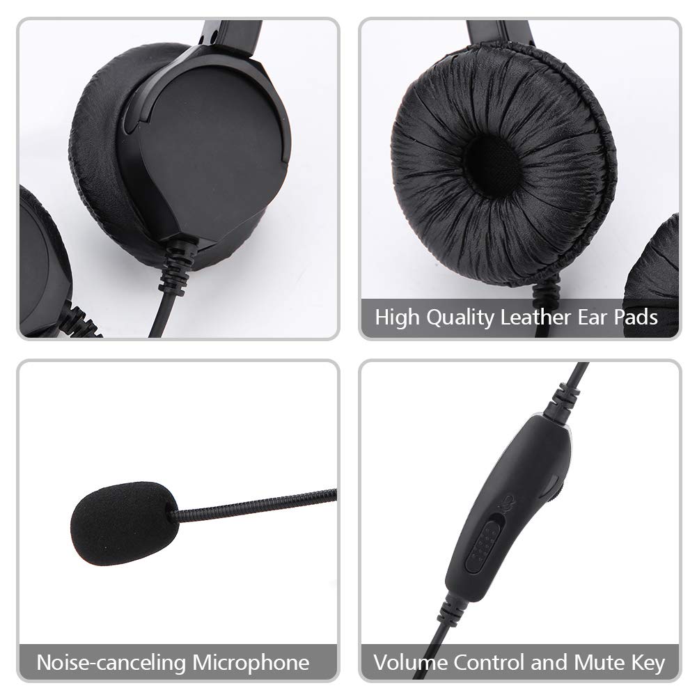 Professional Noise Cancelling Call Center Headset with RJ9 Connector - Crystal Clear Office Phone Headset for Comfortable Long Wear | Ideal for Telephone Counseling Services & Customer Support Teams