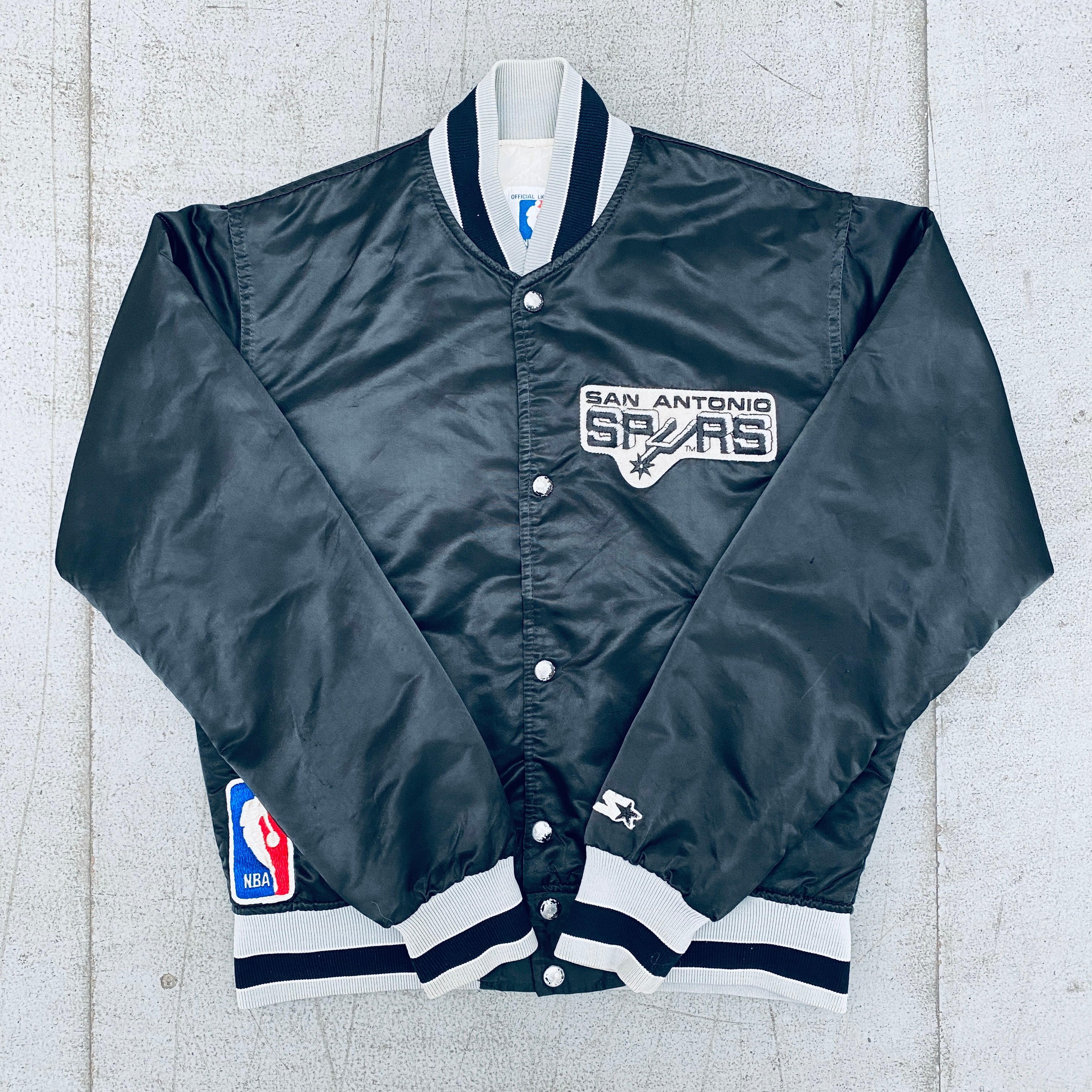 Vintage 1980s San Antonio Spurs Satin Starter Bomber Jacket - Men's Small - Retro NBA Basketball Fan Apparel for Game Day & Streetwear Fashion