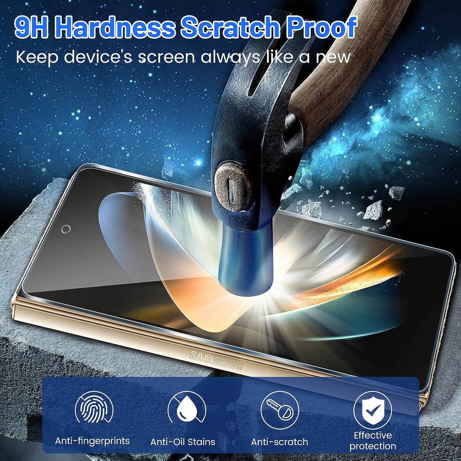 Samsung Galaxy Z Fold 5 Screen Protector Case - Tempered Glass Film & Full Body Protection - Anti-Scratch, Bubble-Free - Perfect for Work, Travel & Everyday Use
