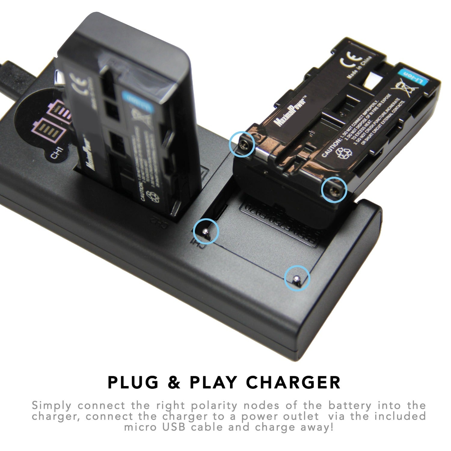 Sony FM50 FM55H FM500H QM71 Rapid Dual Battery Charger Replacement with LCD Screen & Micro USB Cable - Fast Charging for Cameras, Camcorders & Photography Gear