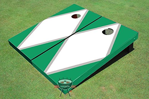 Premium American Tailgate White & Michigan Green Matching Cornhole Boards Set - Regulation Size for Backyard, Parties, and Outdoor Games