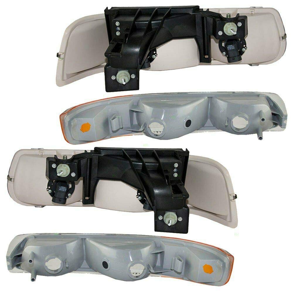 1999-2002 Chevy Silverado & 2000-2006 Tahoe LED Front Headlights with Side Marker Lamps - Direct Replacement (16526134/16526133) - Left Driver & Right Passenger Side - Upgrade for Night Driving & Off-Road Adventures