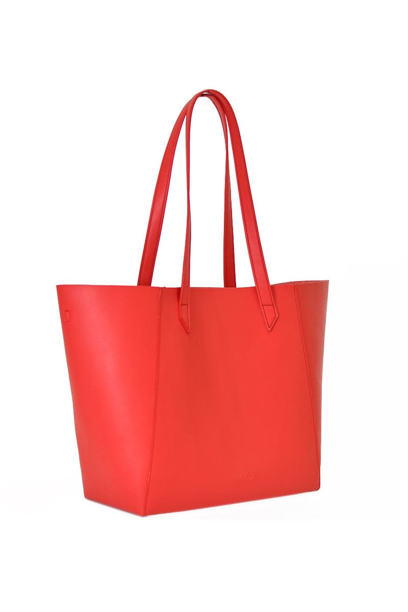 Totissimo Foldable Vegan Leather Tote Bag for Women - Stylish Cherry Red Handbag for Work, Travel & Shopping | Eco-Friendly & Lightweight