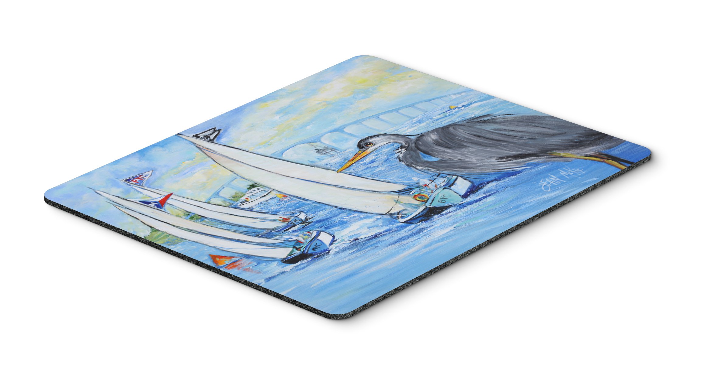 Blue Heron Sailboats Dog River Bridge Mouse Pad - Large Washable Non-Slip Desk Mat for Home Office, Gaming & Computer Work | Perfect for PC, Laptop & Workspace Decor