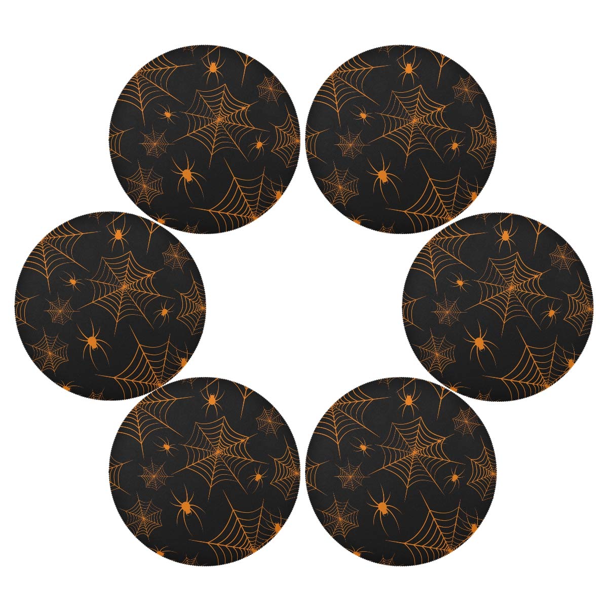 Halloween Spiderweb Round Table Mats Set of 1 - Heat Resistant Non-Slip Polyester Placemats for Dining Table Decor - Washable & Easy to Clean - Perfect for Halloween Parties, Thanksgiving Dinners & Holiday Home Decor