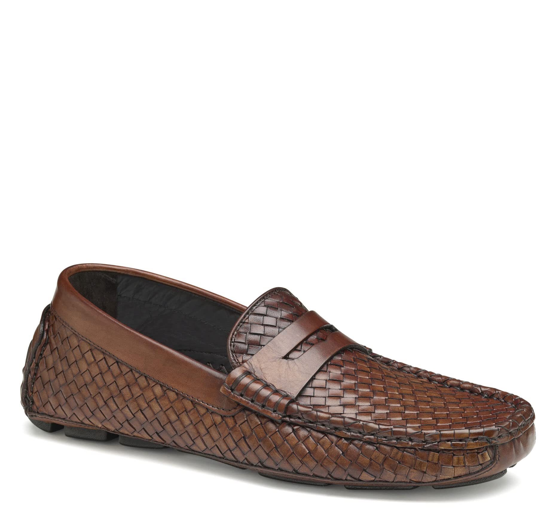 Johnston & Murphy Men’s Dayton Woven Penny Loafers - Genuine Leather Dress Shoes for Men with Cushioned Footbed | Business Casual & Office Wear | Comfortable Slip-On Moccasin Shoes for Work, Weddings & Formal Events